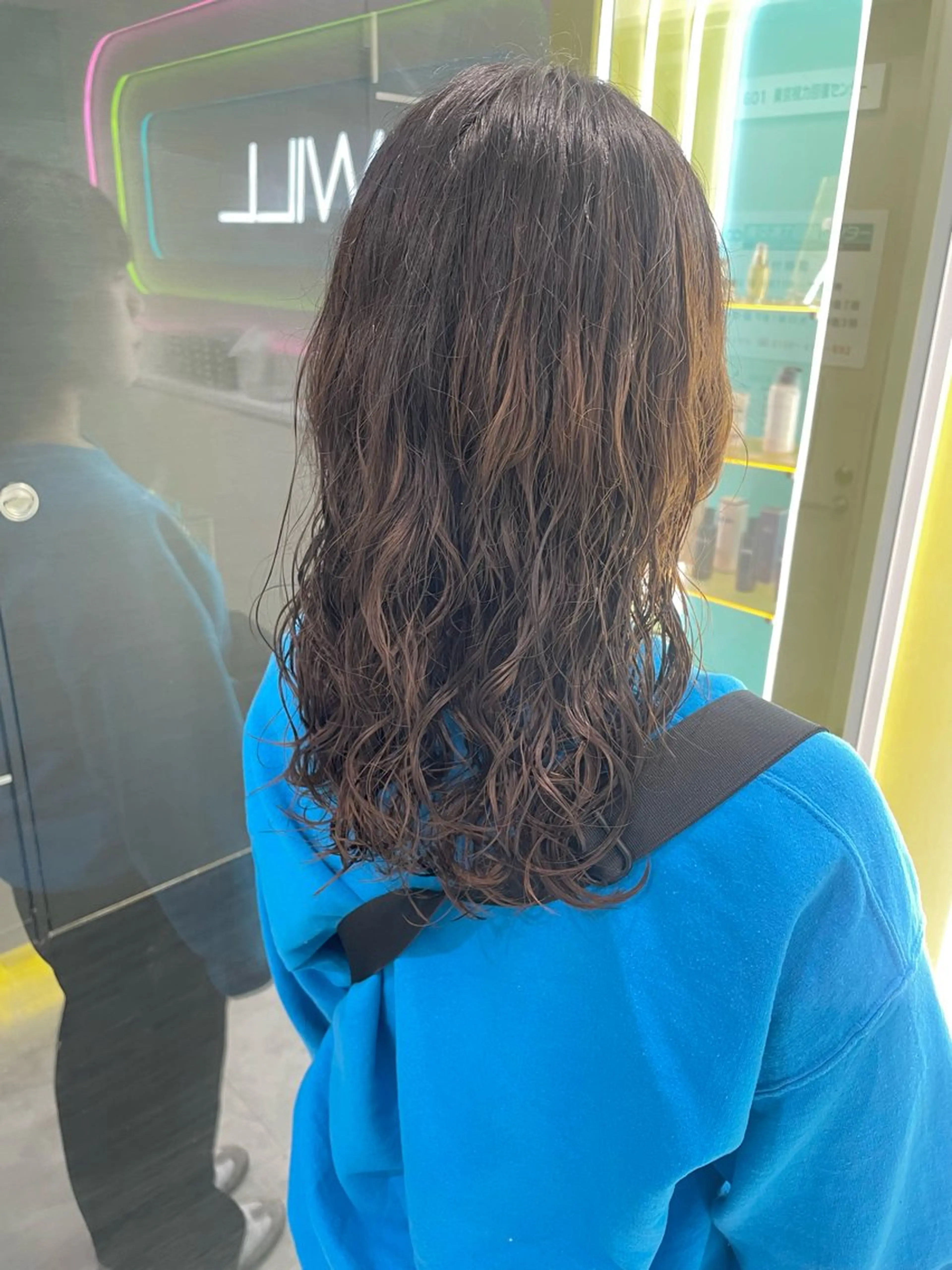 セミロング カラー パーマ ヘアアレンジ メンズ メンズパーマ セミロングパーマ デジタルパーマ ブリーチカラー/似合 せ🎀amika🎀のヘアスタイル