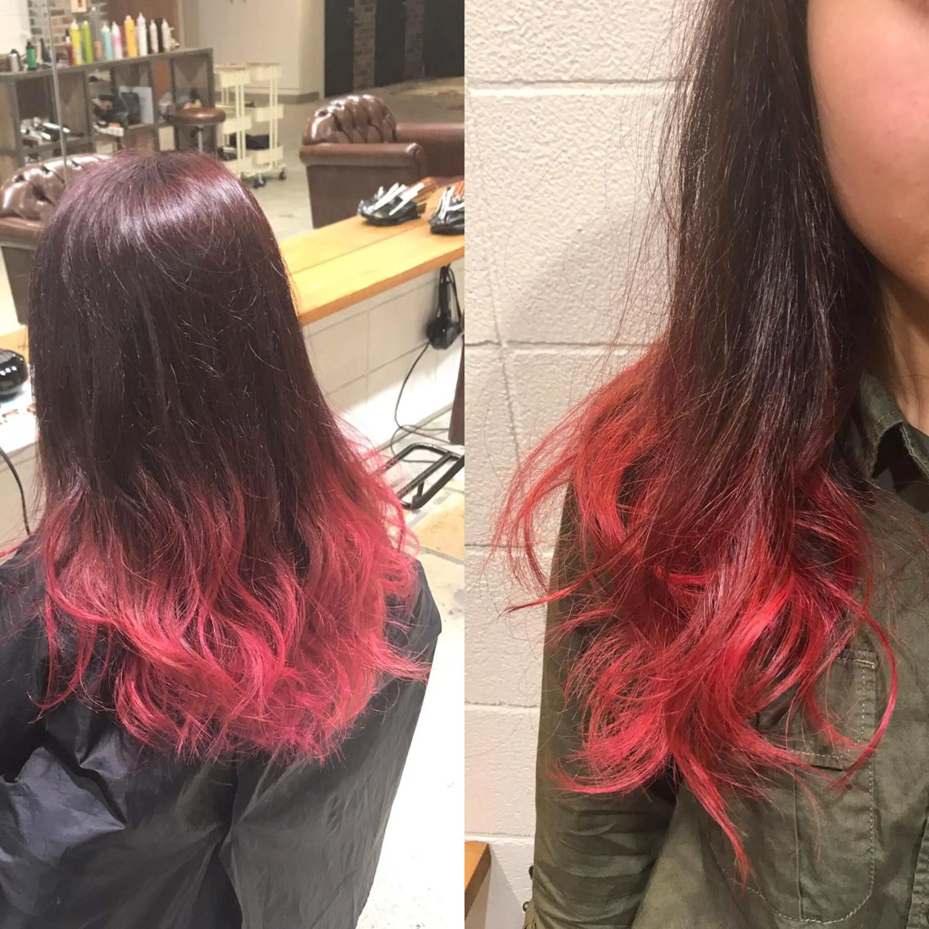 ロング カラー パーマ ヘアアレンジ メンズ キッズ グラデーションカラー レッドカラー Forest. -髪質改善-のヘアスタイル