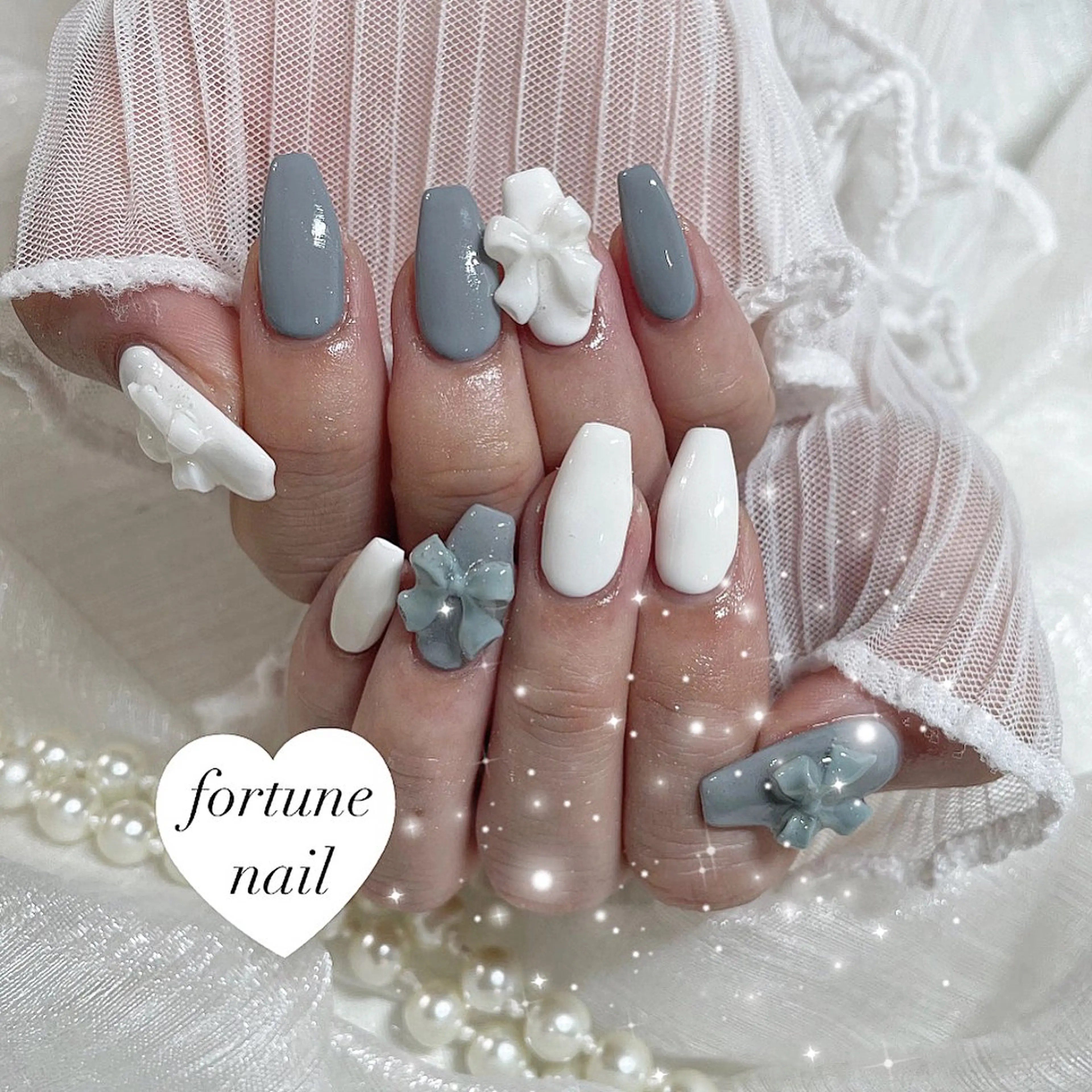 ネイル ガーリー リボン ワンホンネイル 💎saori 💎のネイルデザイン