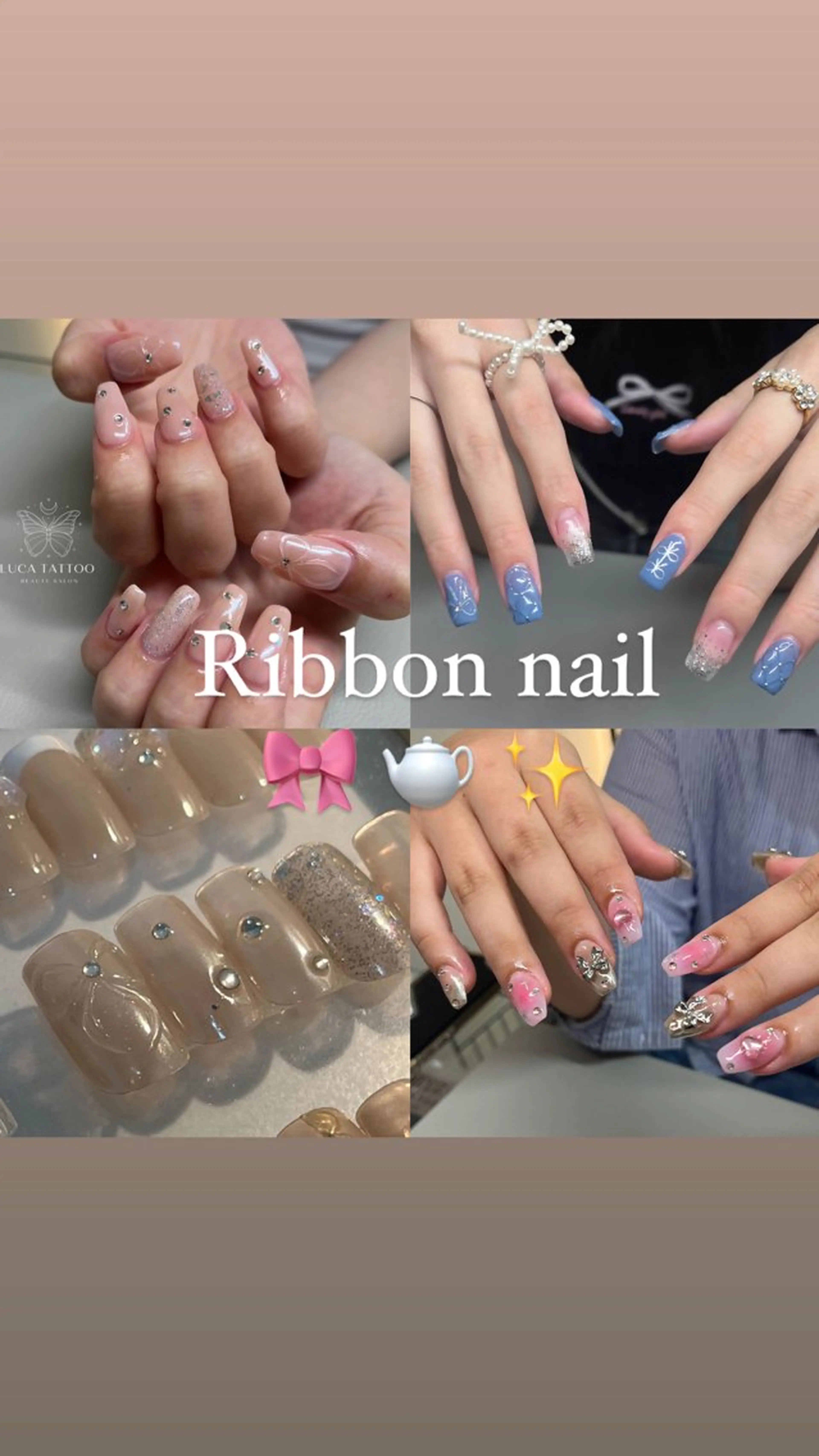 ネイル リボン ハンドネイル LUCA NAIL所属・LUCA NAIL🦋のネイルデザイン