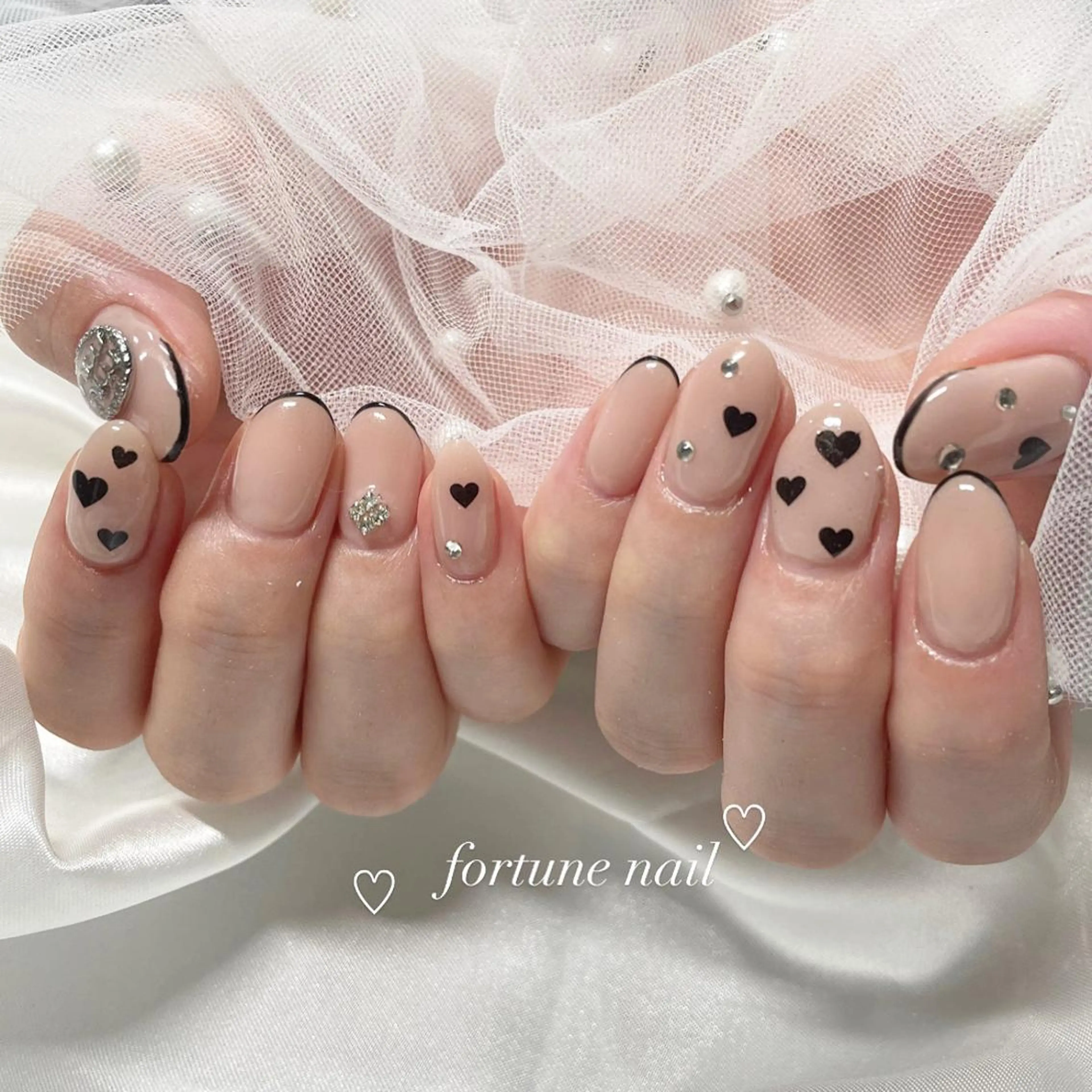 ネイル ハート ハンドネイル ☆saori ☆12/16空のネイルデザイン