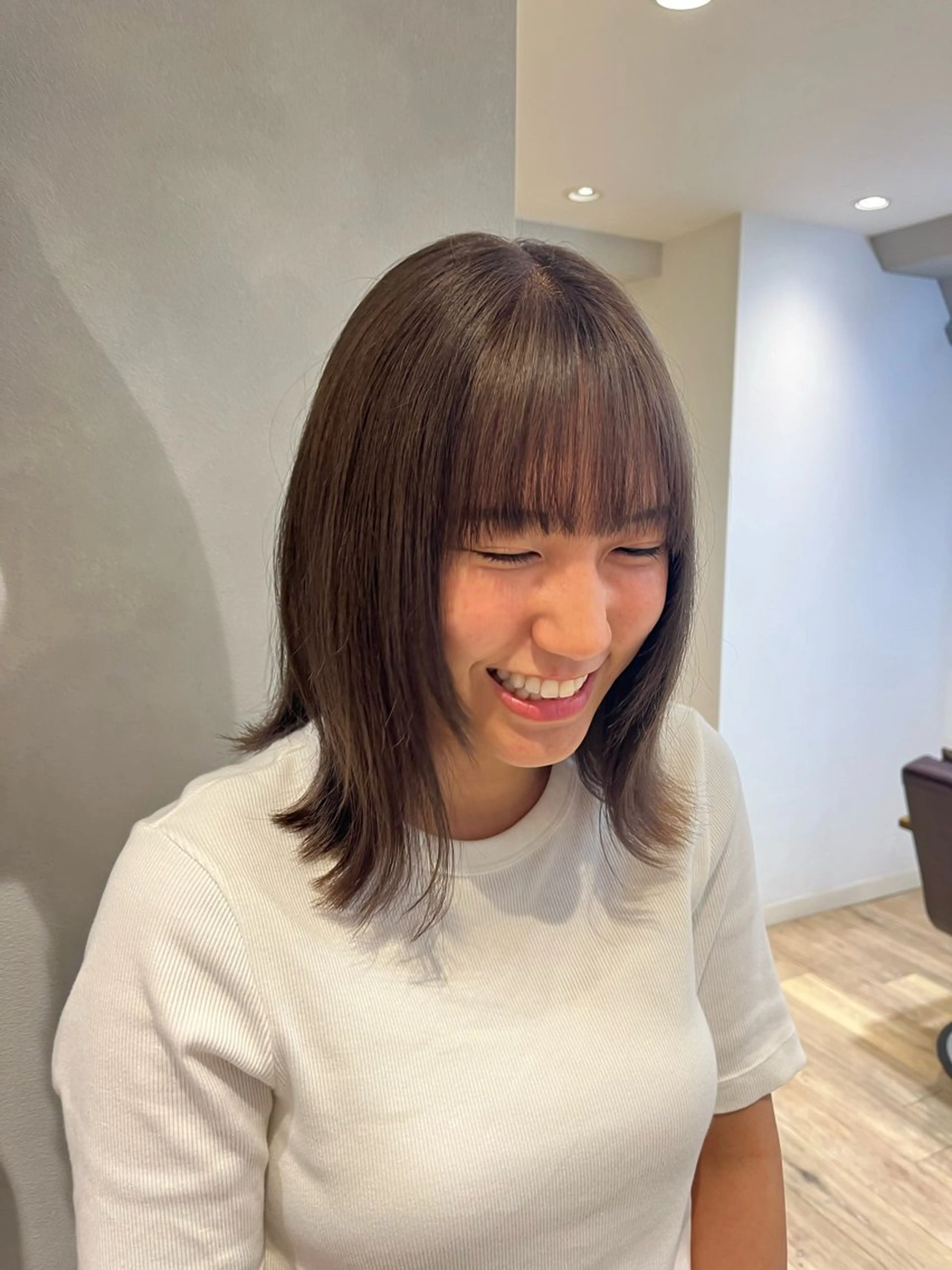 ミディアム カラー 似合わせ切りっぱなし ボブ🌷江梨🍎のヘアスタイル