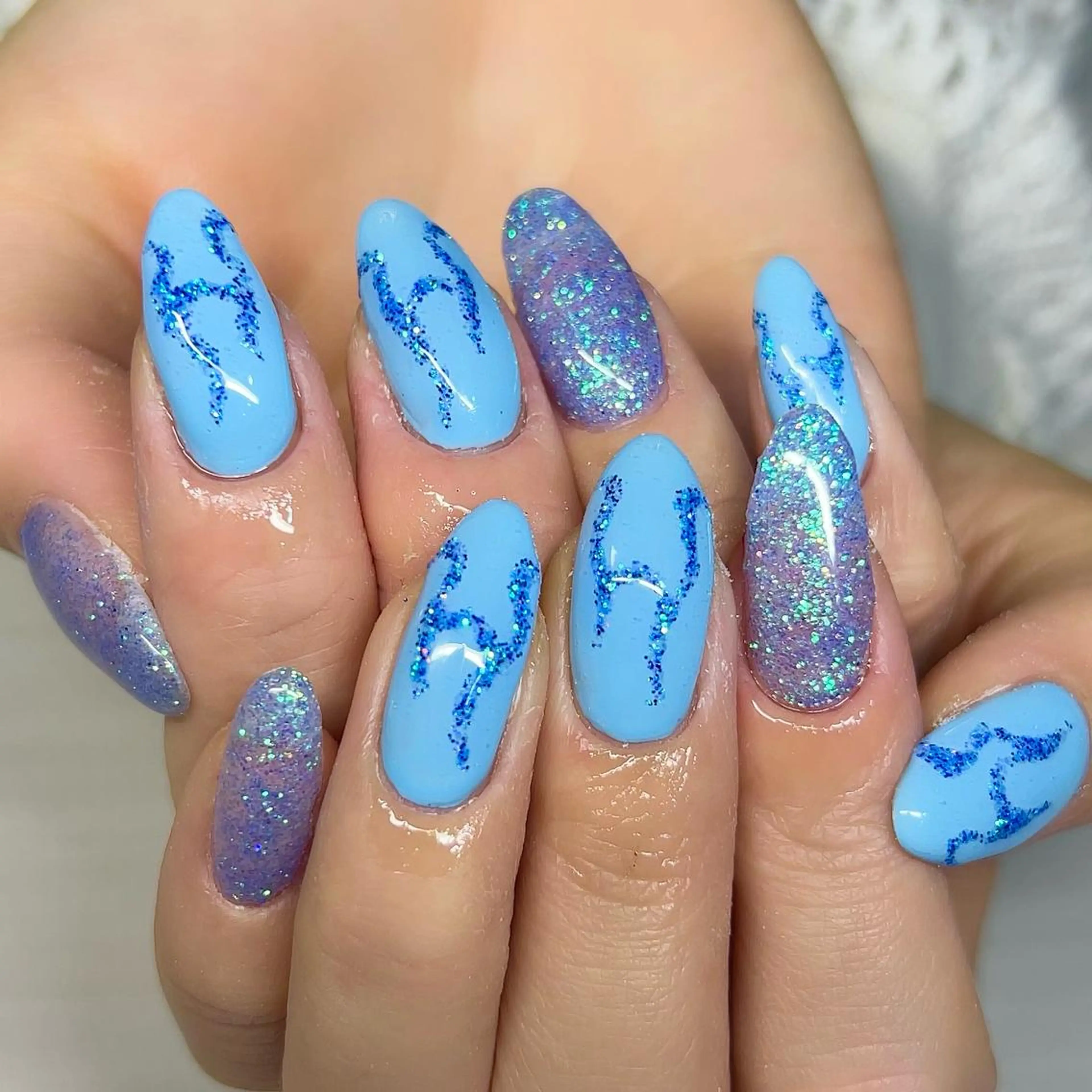 ネイル ブルー ハンドネイル 【Yappy🌈】 💖P-tanaのネイルデザイン
