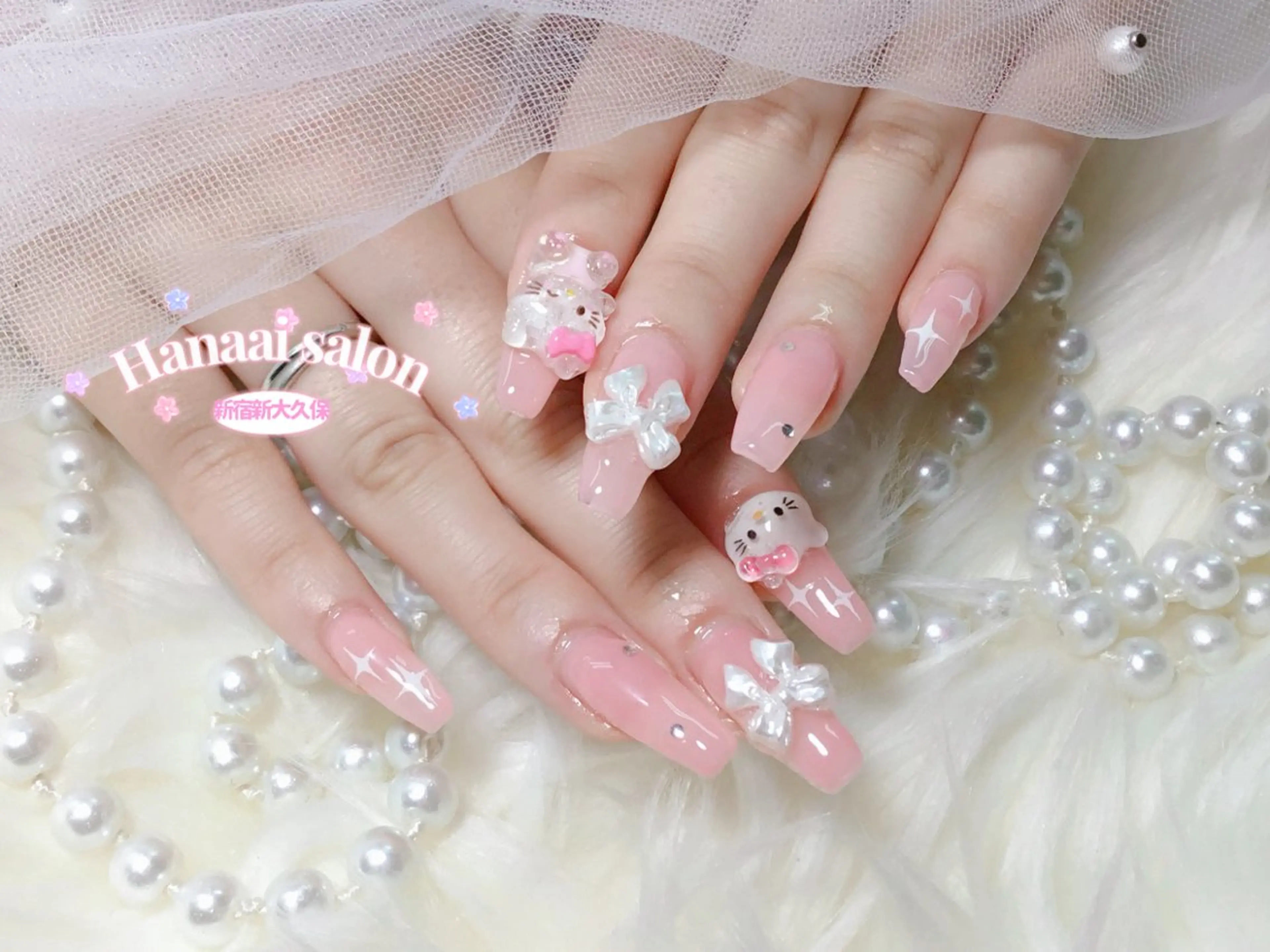 セミロング ハンドネイル Hanaai Salon新大久保店のネイルデザイン