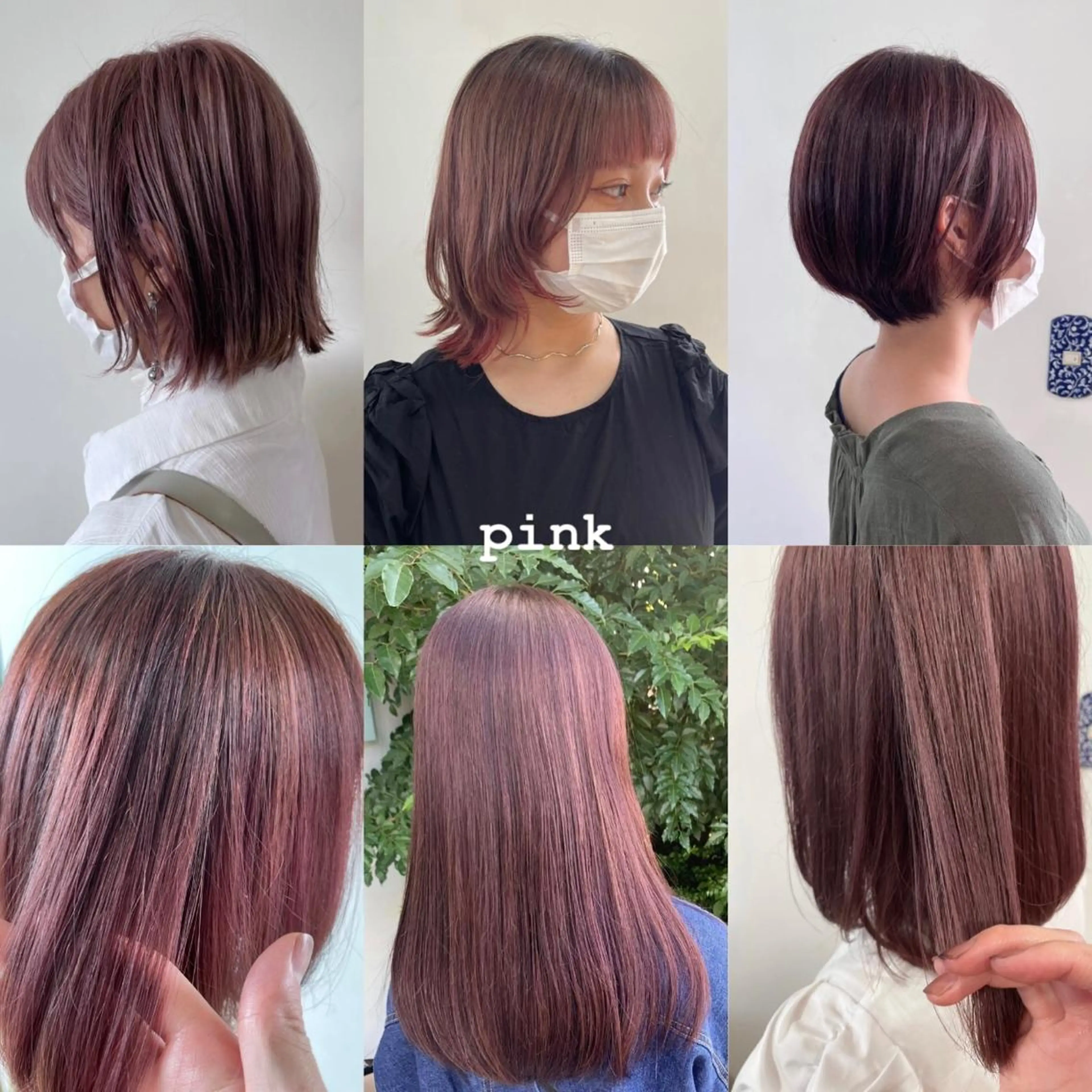 ミディアム カラー パーマ ヘアアレンジ ブリーチ 透明感カラー ハイライトカラー ピンクカラー ハイライト 間水 和樹のヘアスタイル
