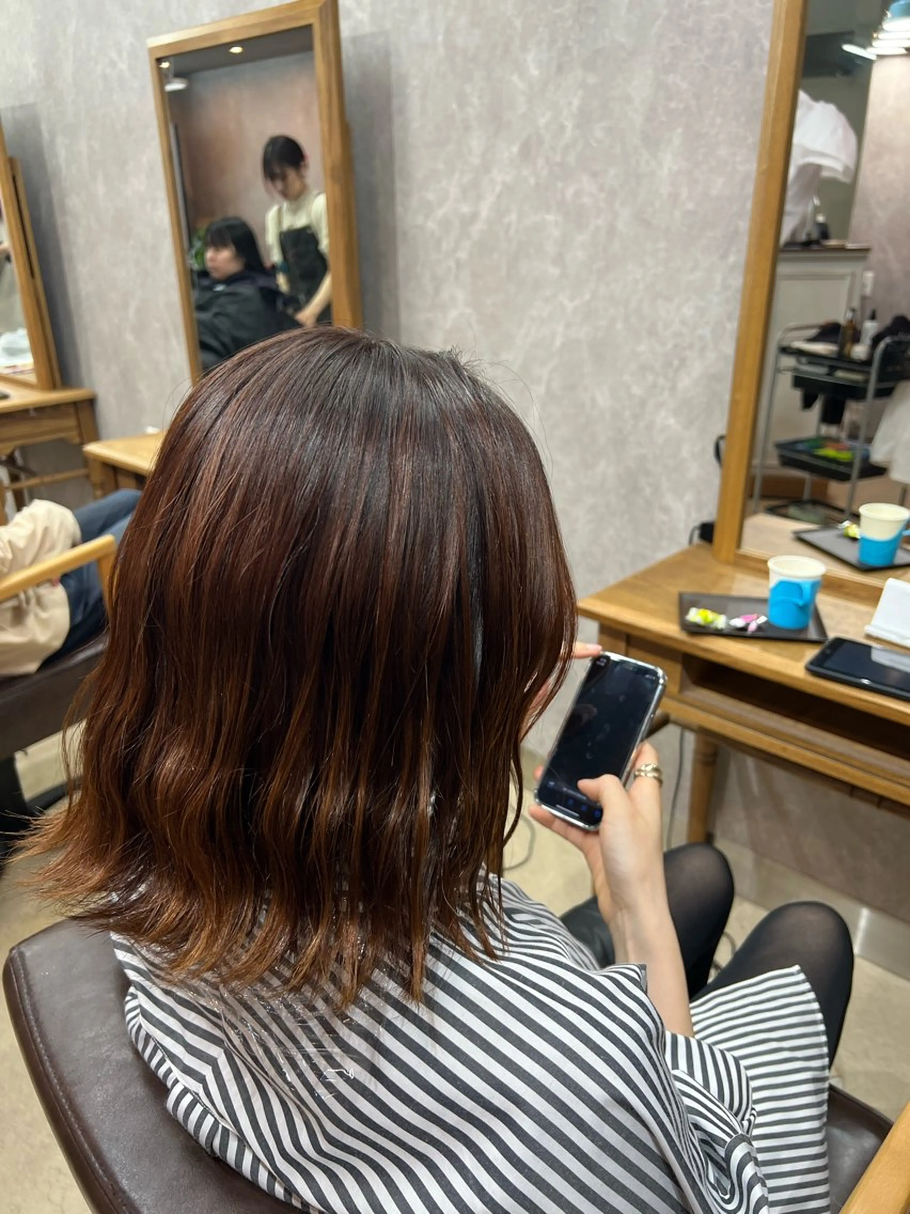 ミディアム カラー ブラウンカラー ハイライトカラー オレンジ オレンジブラウン ハイライト 🌻belle /JUMA🌻のヘアスタイル