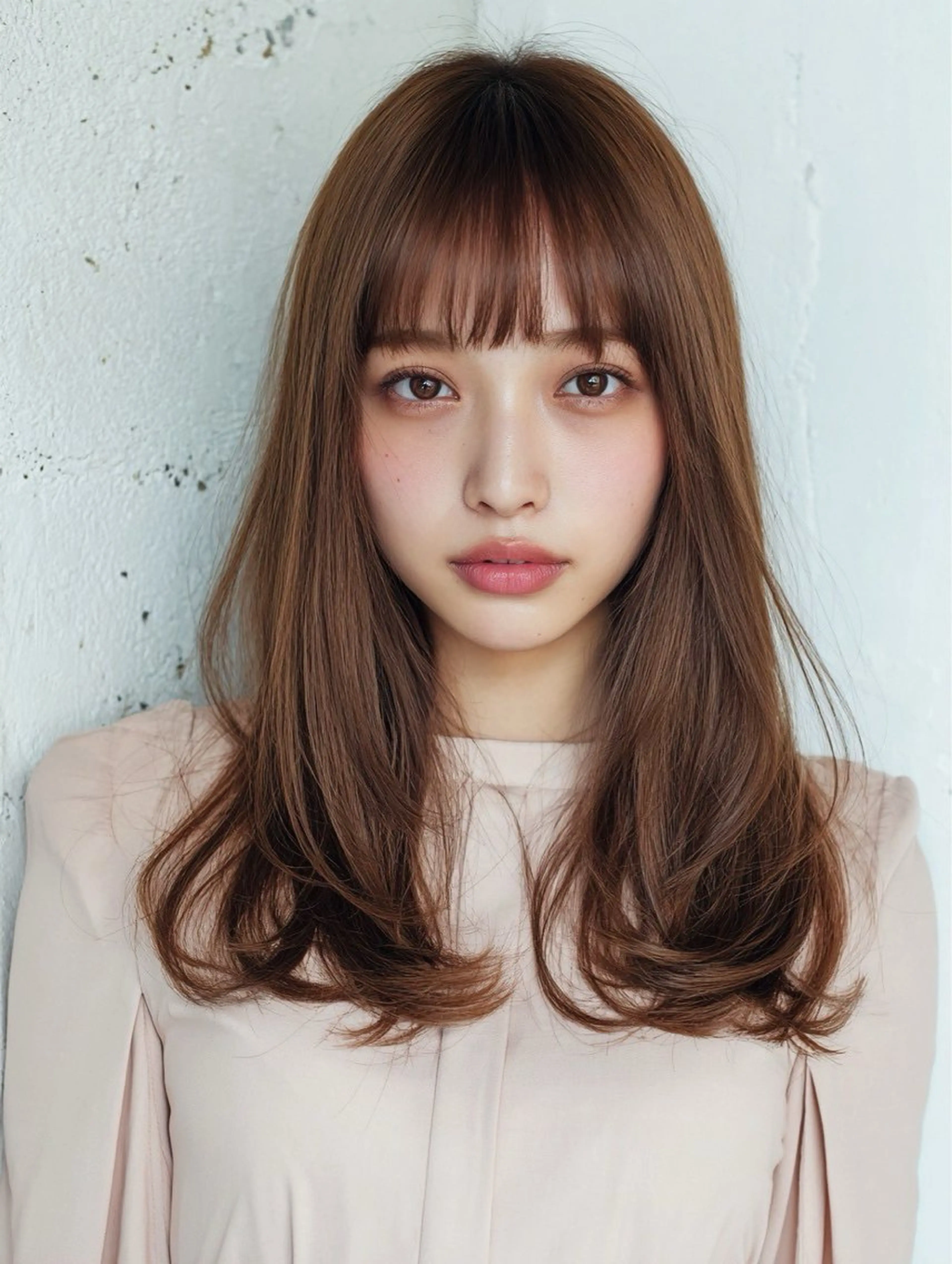 セミロング レイヤーカット シースルーバング 小顔カット カット ヘアカラー トリートメント Link mili ゆうすけのヘアスタイル