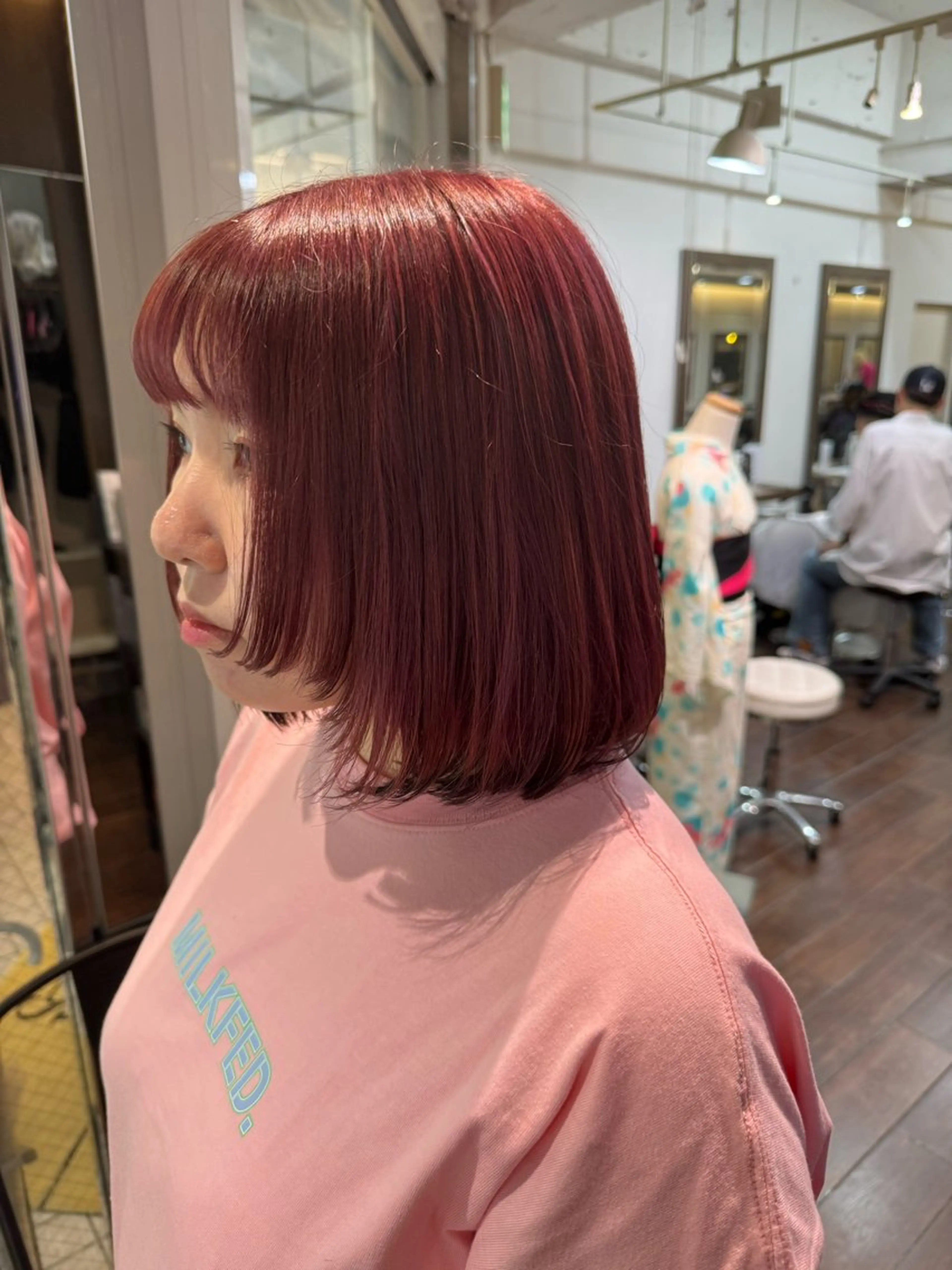 ミディアム カラー デザインカラー ピンクカラー カット ヘアカラー トリートメント ヘアセット designcolo r/似合わせNOKAのヘアスタイル