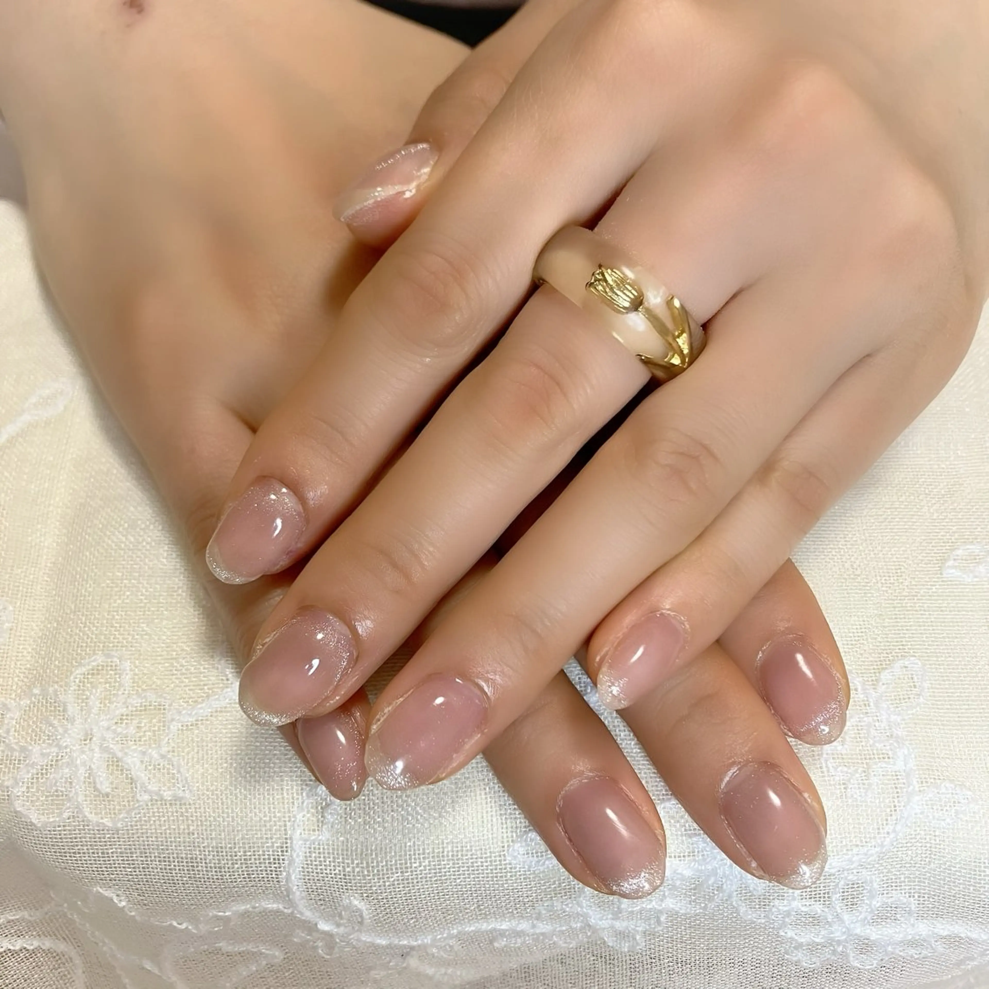 ネイル フレンチネイル キラキラネイル マグネットネイル マグネットフレンチ シンプルネイル ハンドネイル 白川 舞のネイルデザイン