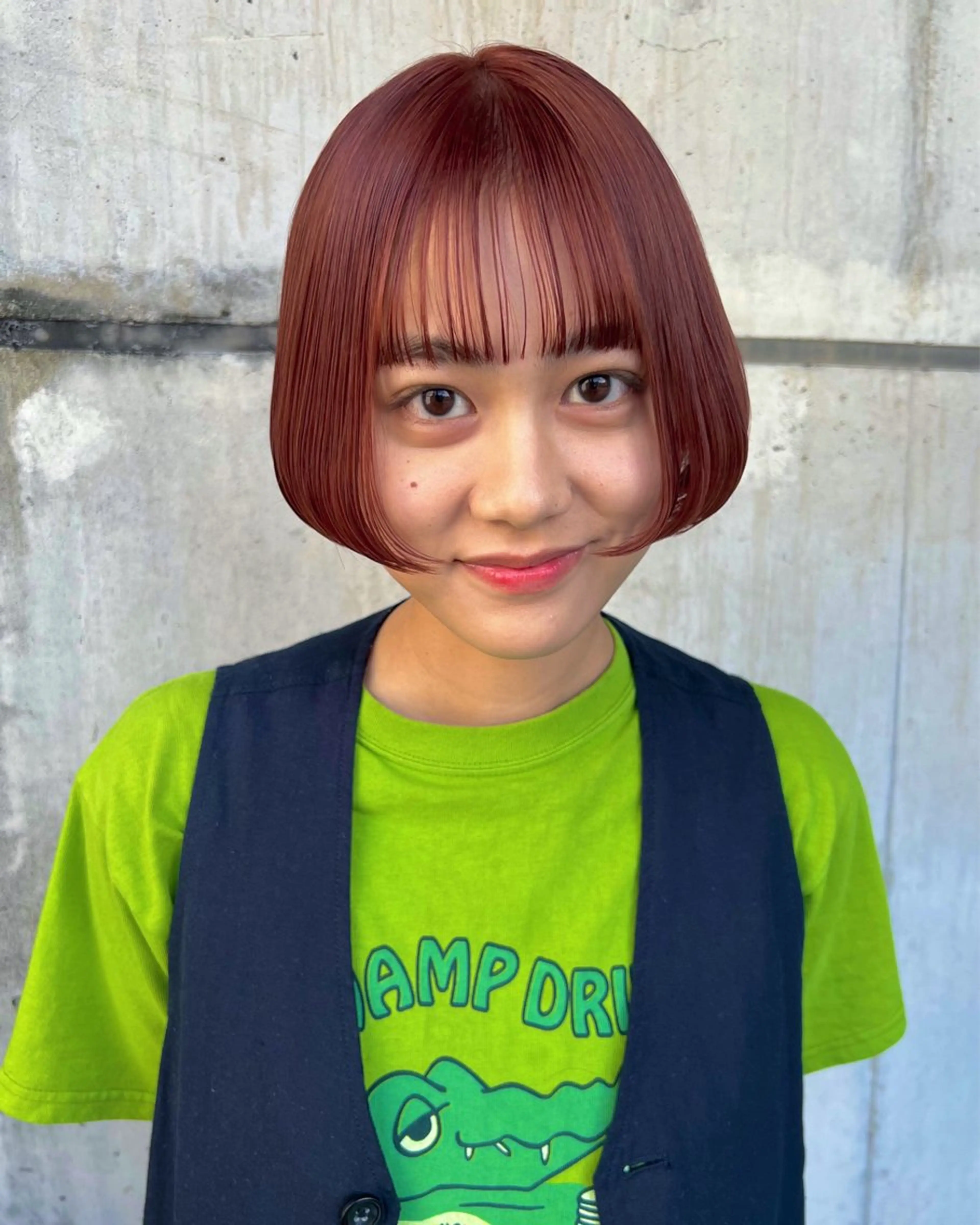 ショート カラー ブラウンカラー レッドカラー レッドブラウン ボブ RAIMA ハイトーンレイヤーのヘアスタイル