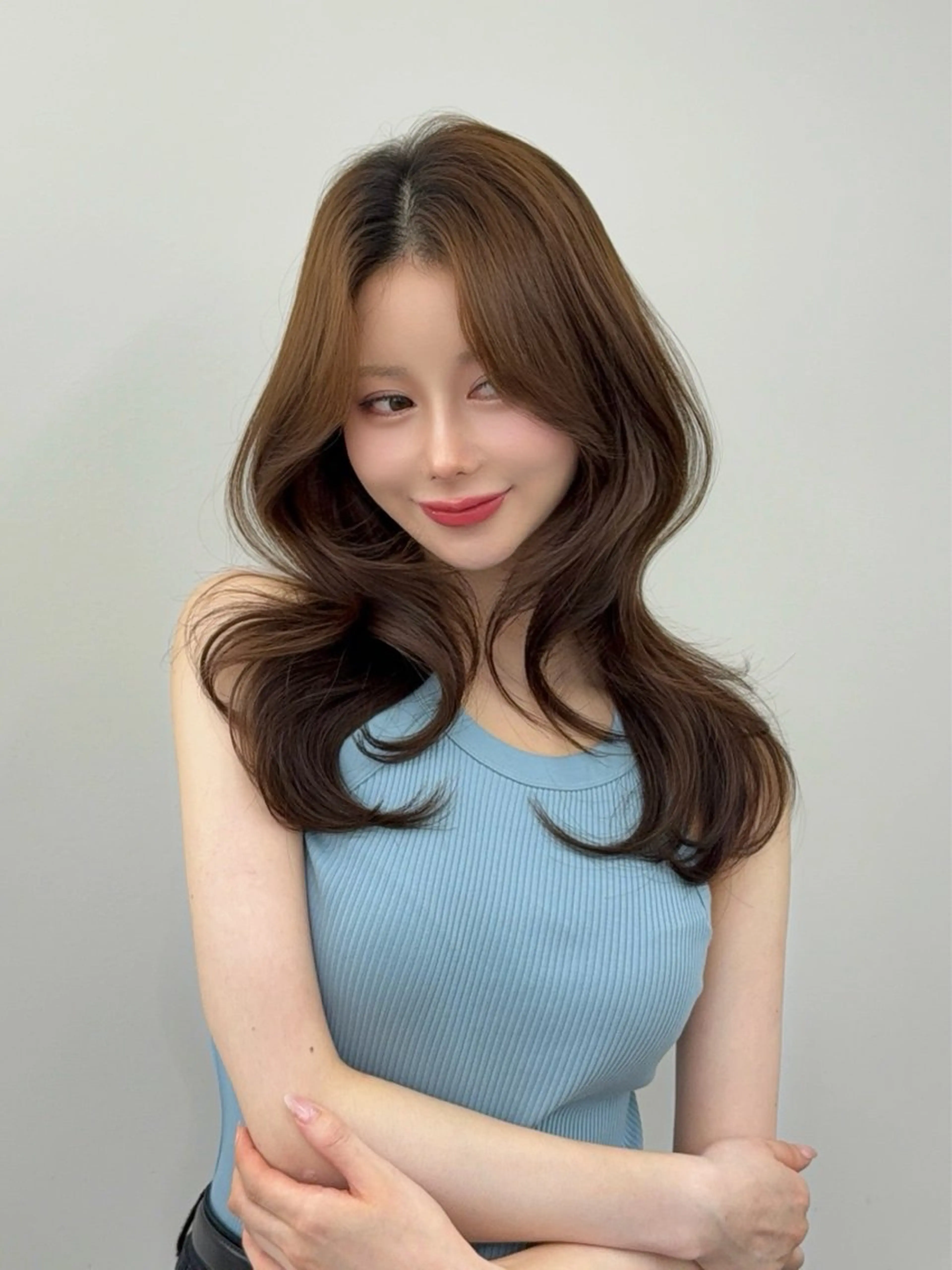 ロング カラー 小顔カット カット ヘアカラー トリートメント 韓国ヘア/レイヤー/ 顔まわり足立遥奈のヘアスタイル