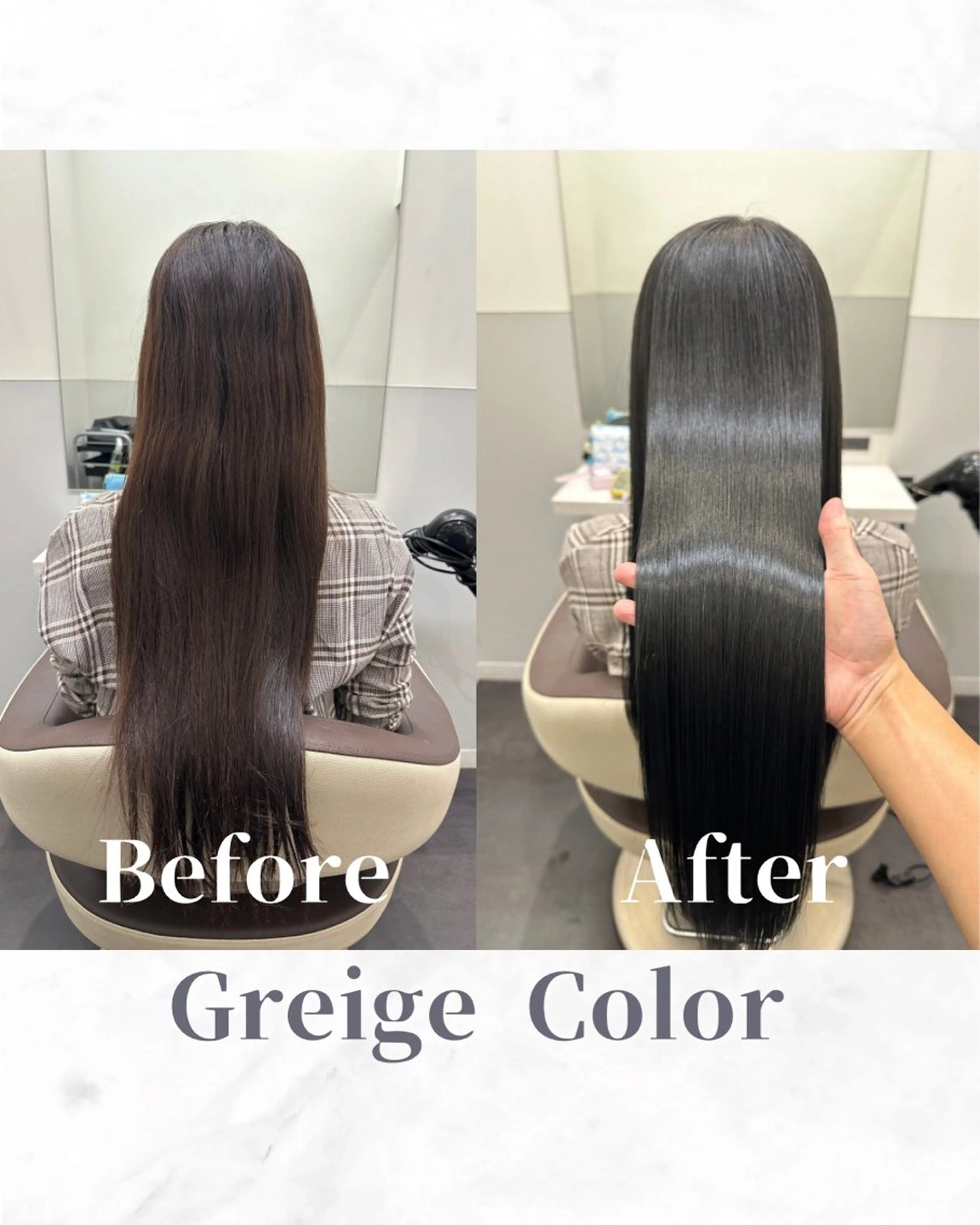 ロング カラー 黒髪 ブルーカラー ブルーブラック 透明感カラー グレージュ カット ヘアカラー トリートメント 【レイヤー/韓国風 /髪質改善】RINのヘアスタイル