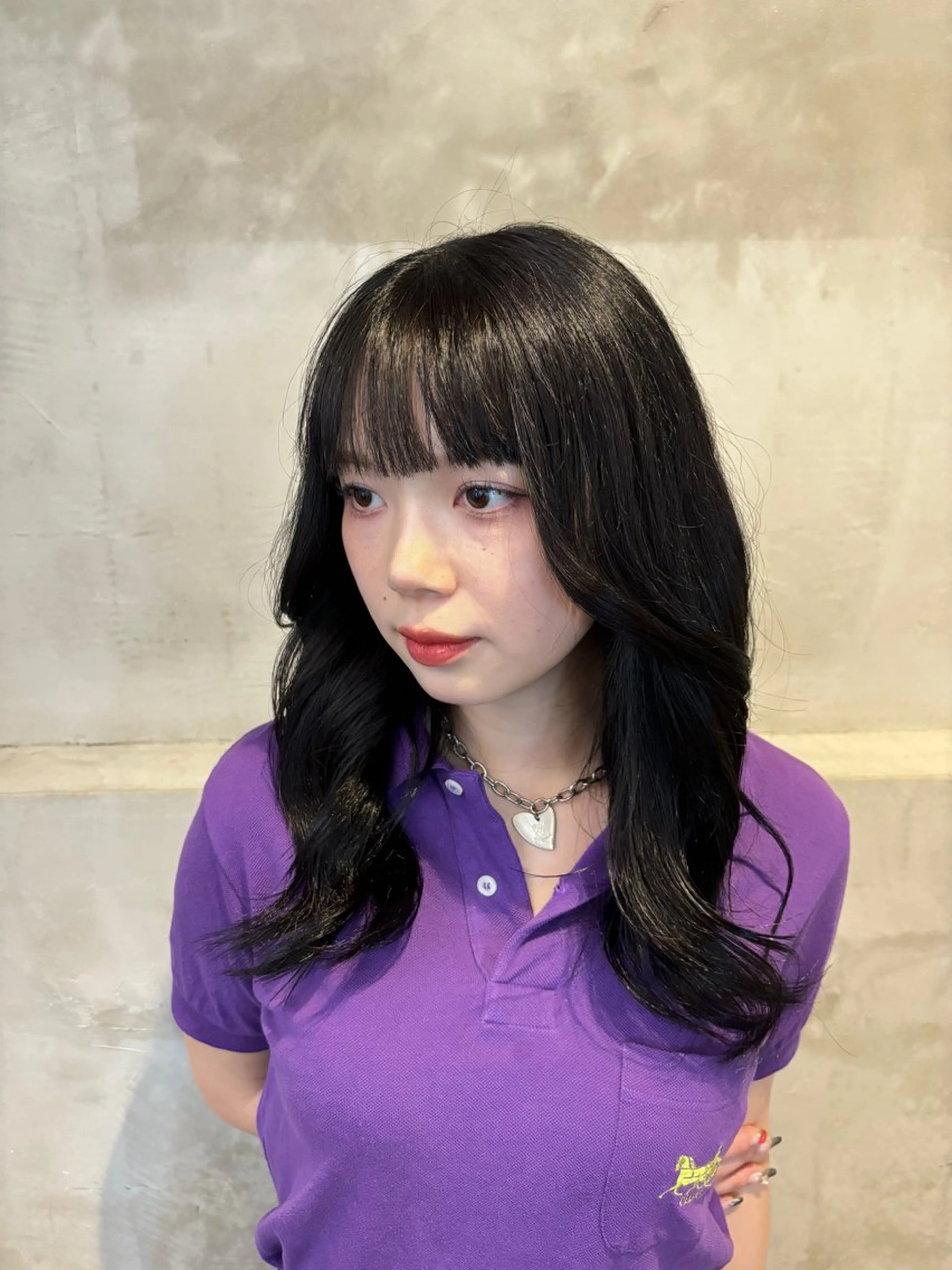 セミロング 韓国風ヘア カット ヘアカラー ‪‪❤︎‬韓国ヘア ❤︎/saraのヘアスタイル