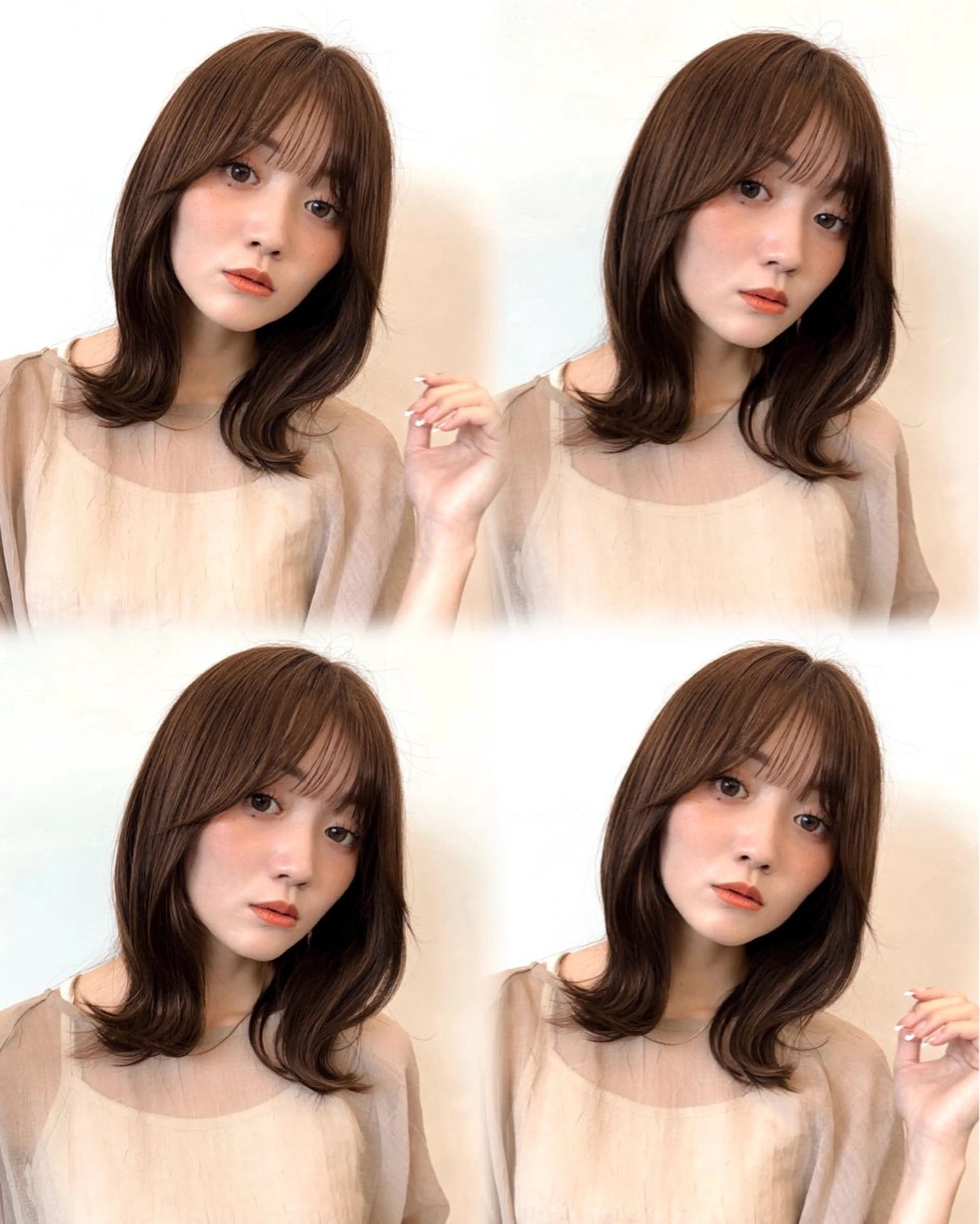 ミディアム カラー ヘアアレンジ ベージュカラー 透明感カラー ボブ レイヤーカット カット ヘアカラー トリートメント 🌱ボブ/レイヤー/ ベージュ/あやみ✨のヘアスタイル