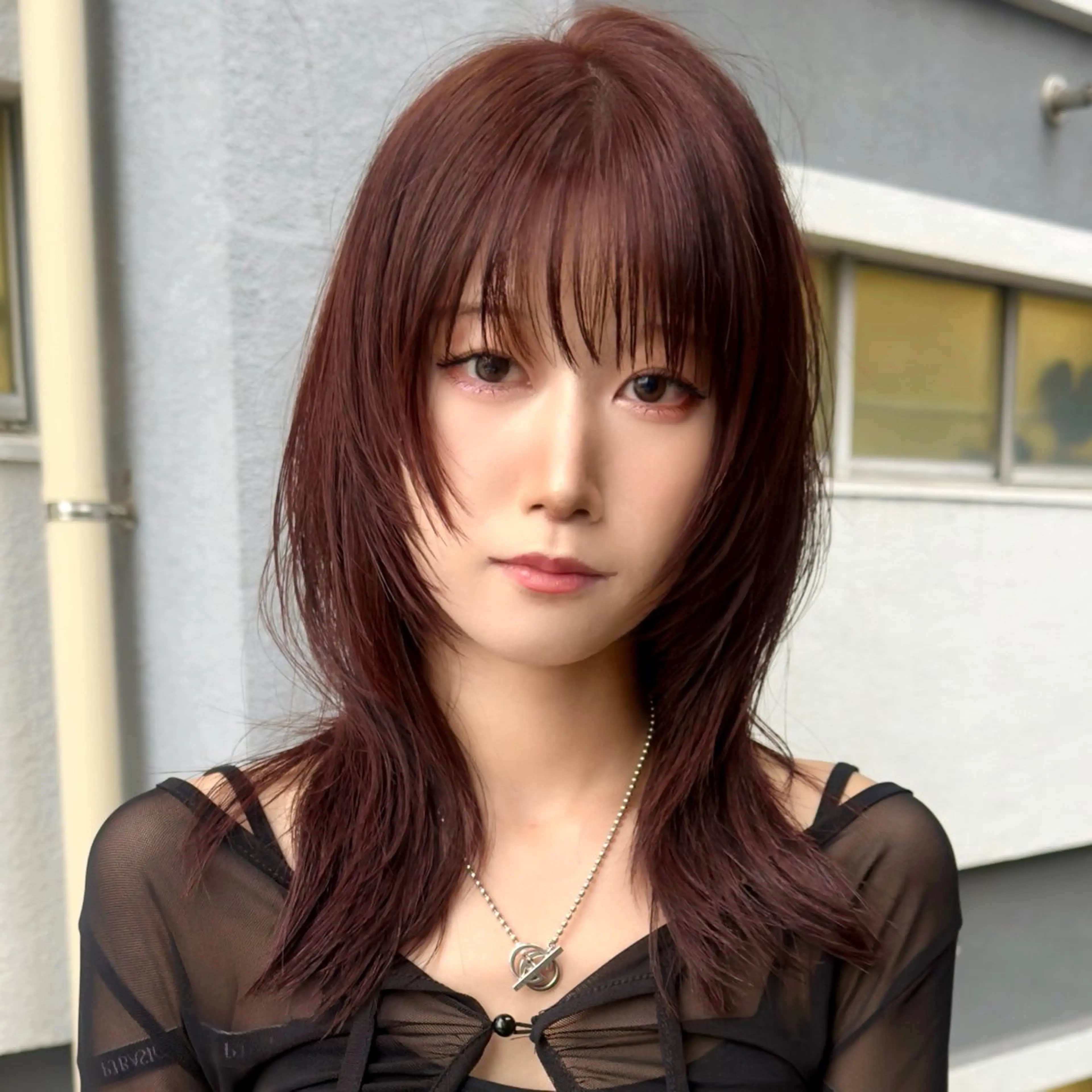 セミロング カラー カット ヘアカラー ウルフとデザイン カラーの神のヘアスタイル