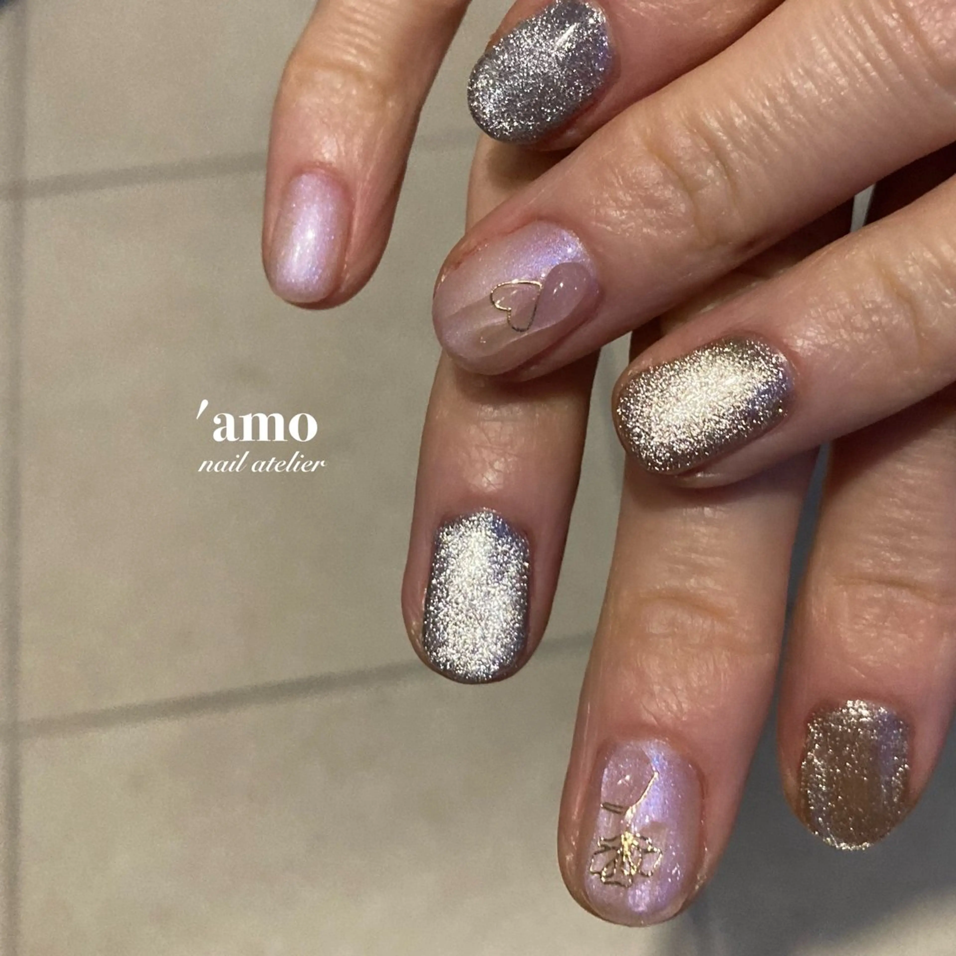 ネイル オーロラネイル フットネイル ジェルネイル キラキラネイル マグネットネイル 'amo nail atelierのネイルデザイン