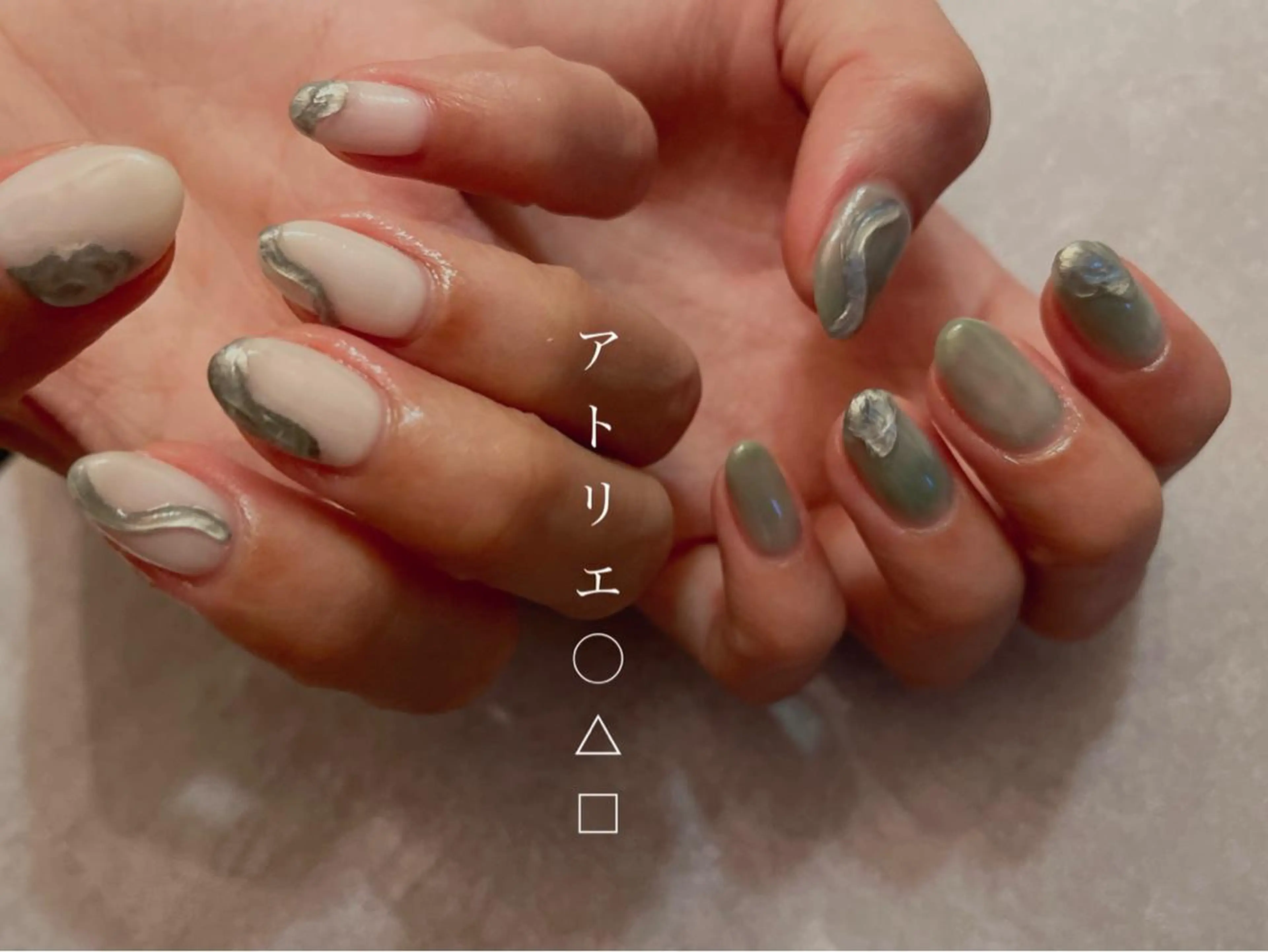 ネイル 春ネイル ハンドネイル アトリエ ○△□のネイルデザイン