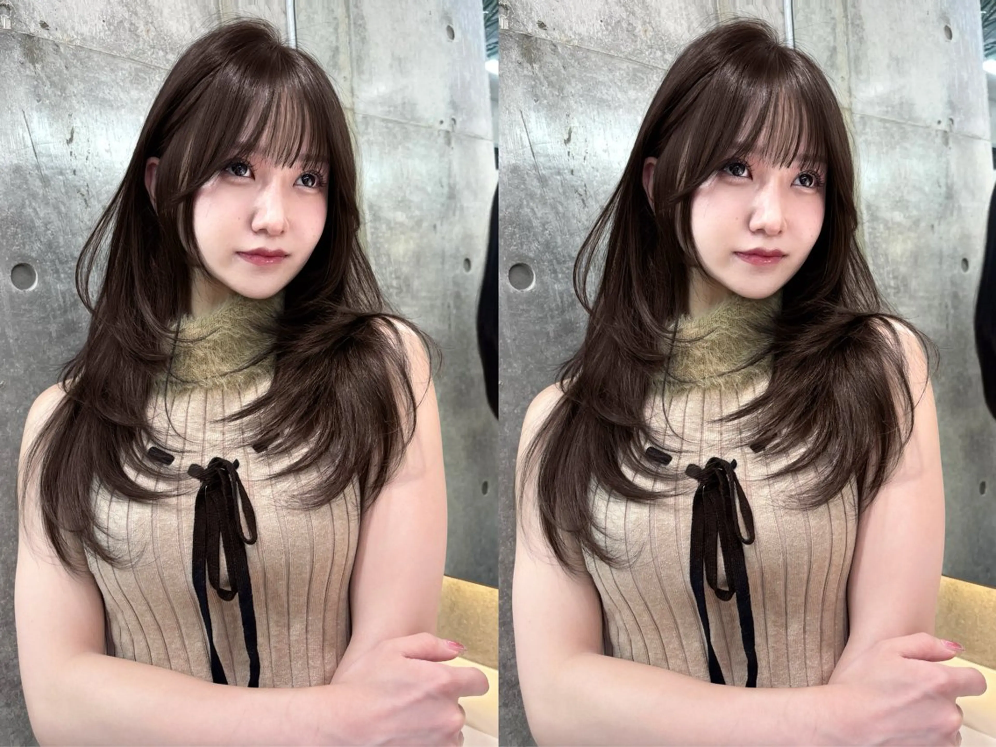 セミロング カット ヘアカラー トリートメント 🕊ブリーチなしカラ ー/レイヤーカットのヘアスタイル