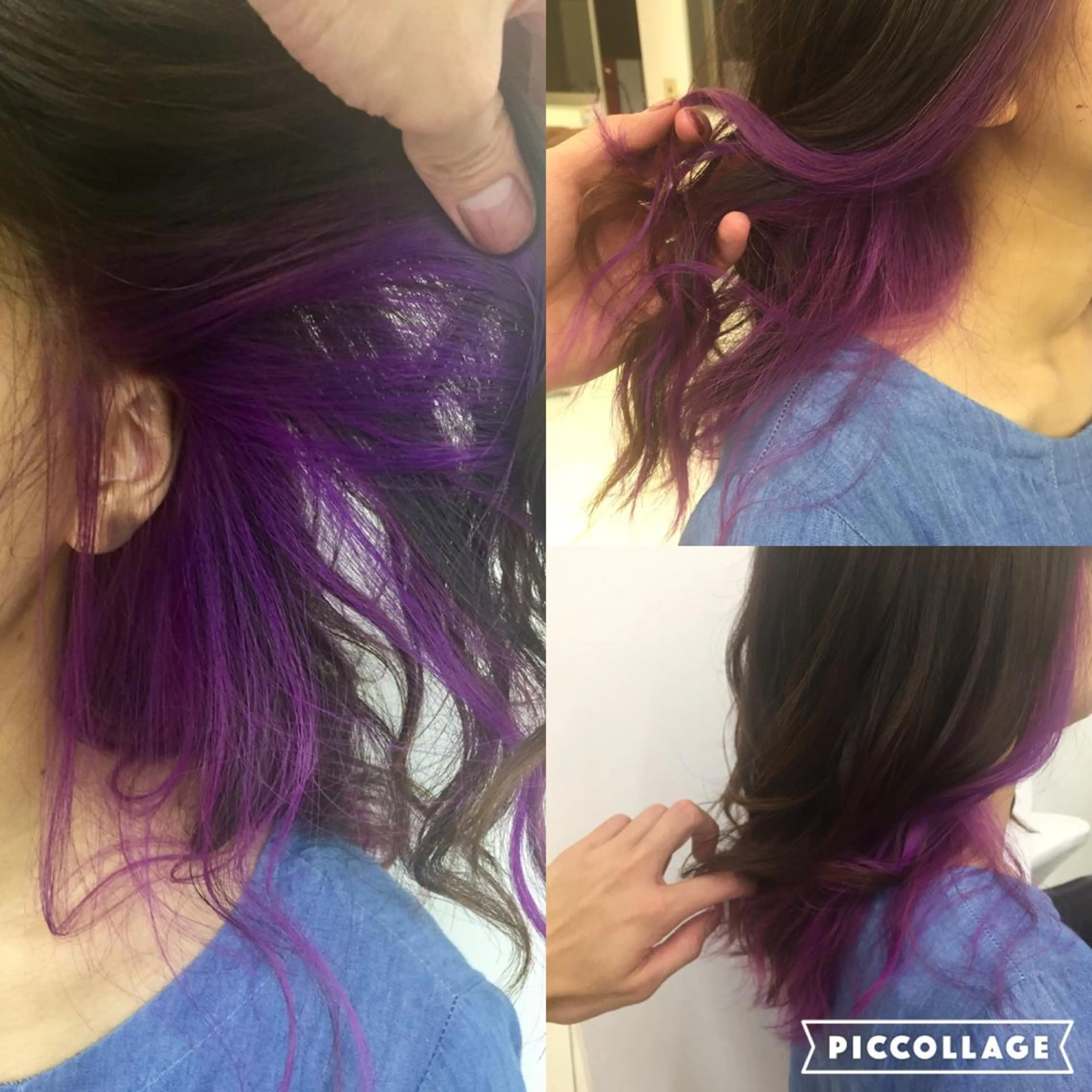 ミディアム カラー インナーカラー パープルカラー 岩崎 裕司のヘアスタイル