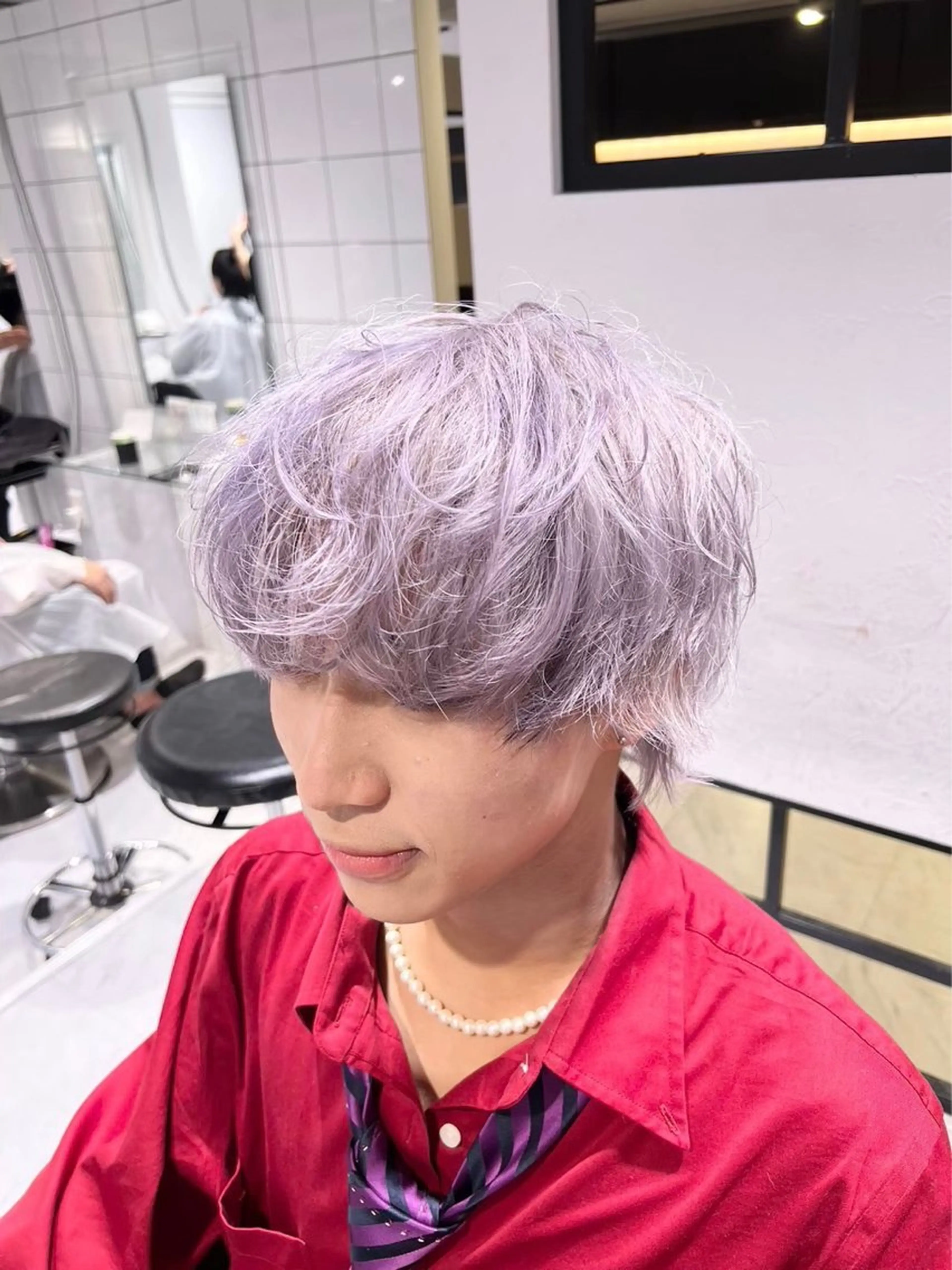 カラー メンズ メンズブリーチ メンズハイトーン メンズ韓国風 マッシュ メンズウルフカット punel nayu🌻のヘアスタイル