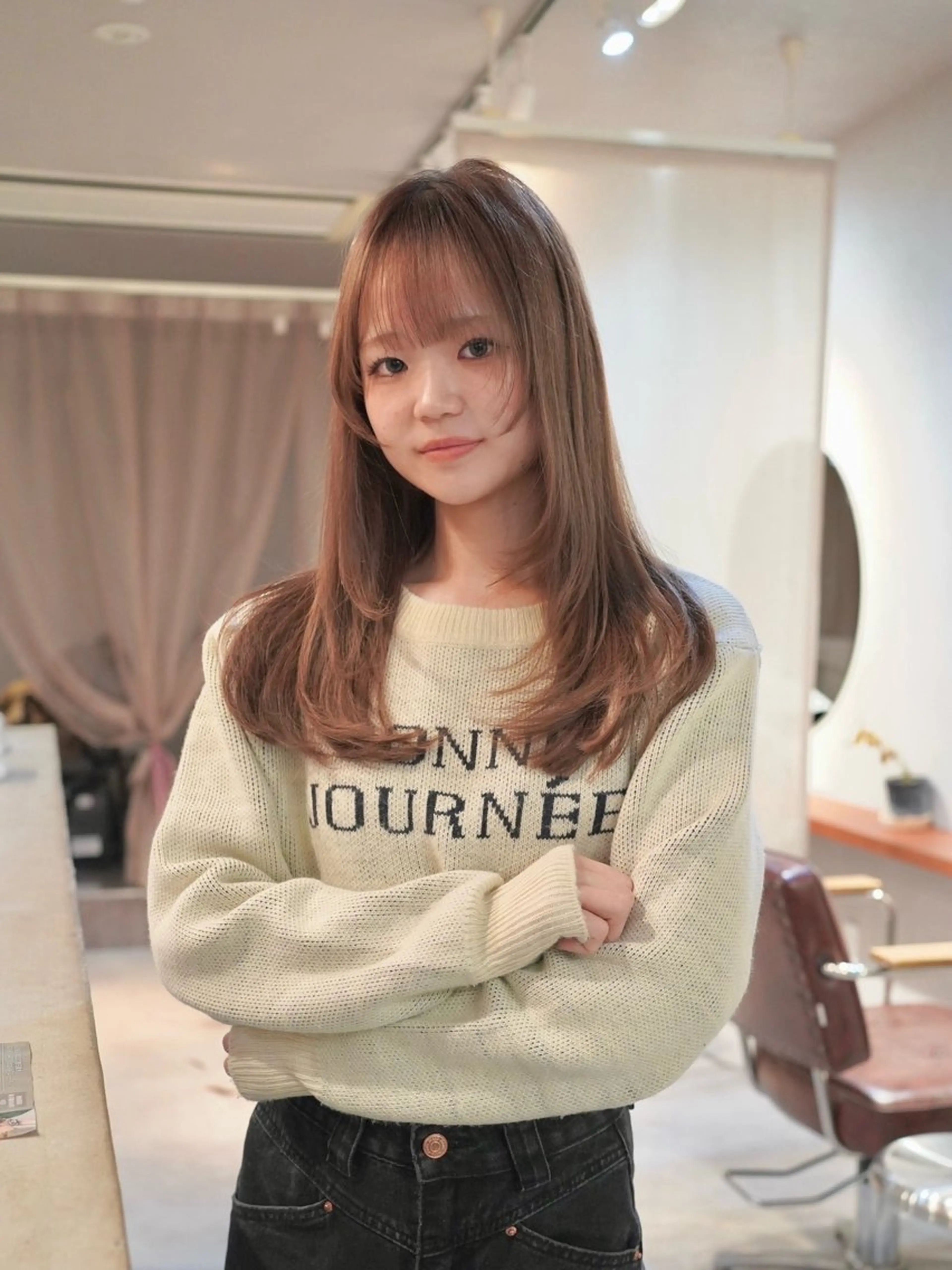 ロング カット ヘアカラー はまだ かんたのヘアスタイル
