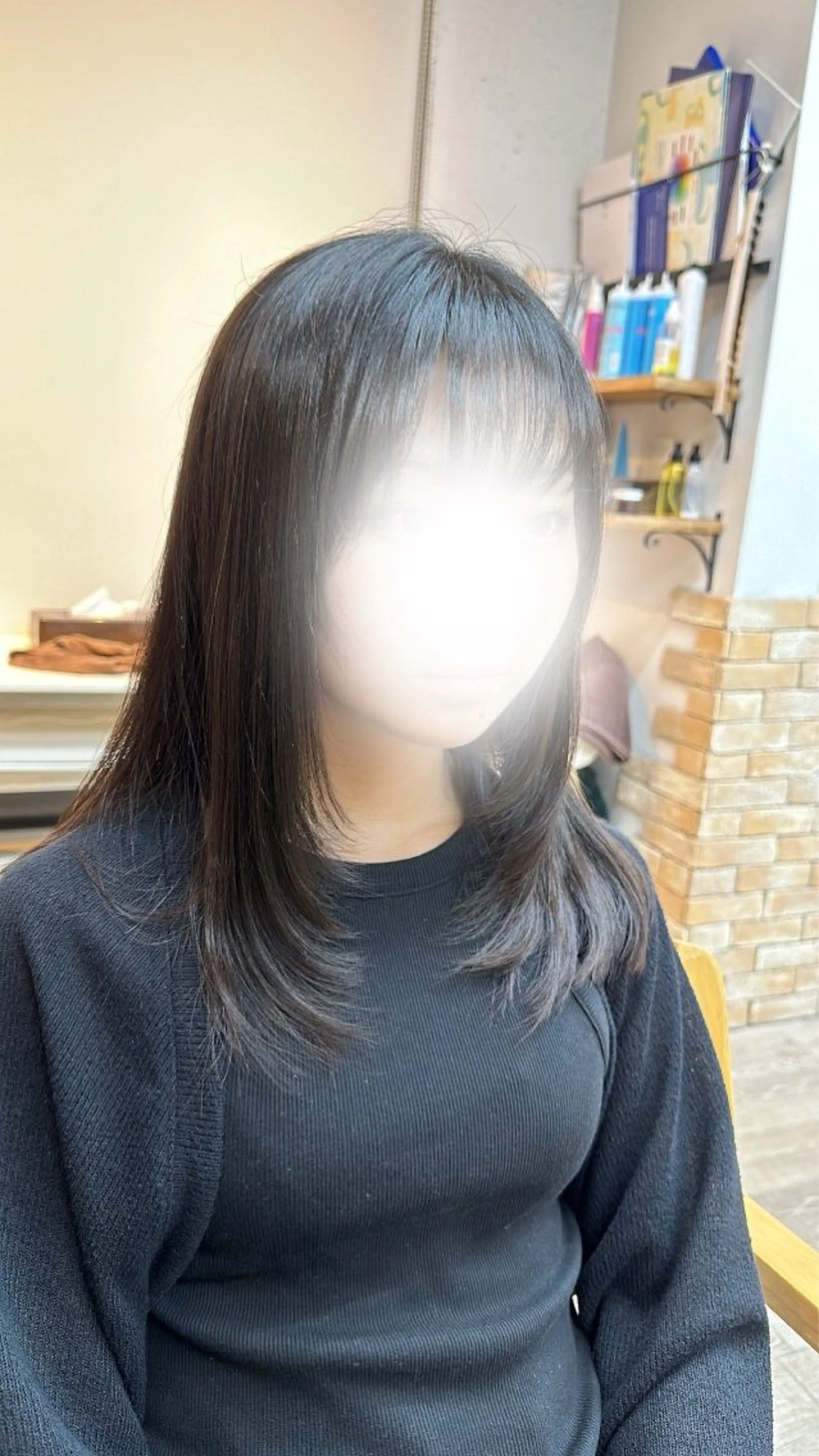 セミロング 顔まわりレイヤー 顔周りカット レイヤーカット 三留玲愛 /似合わせカット/のヘアスタイル