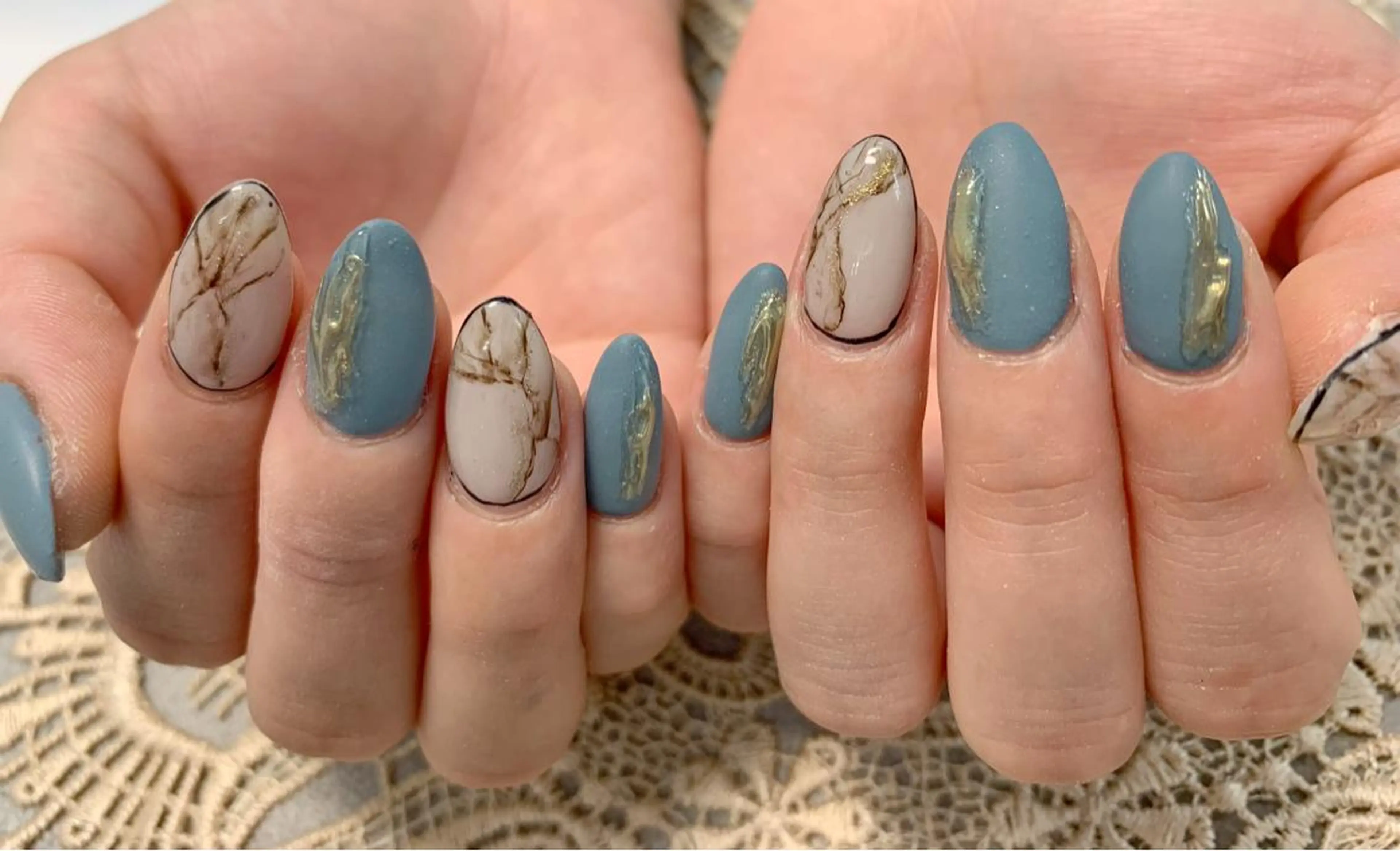 ロング ネイル 大理石ネイル(マーブル) マットネイル -yuu-所属・Lino ﾟのネイルデザイン