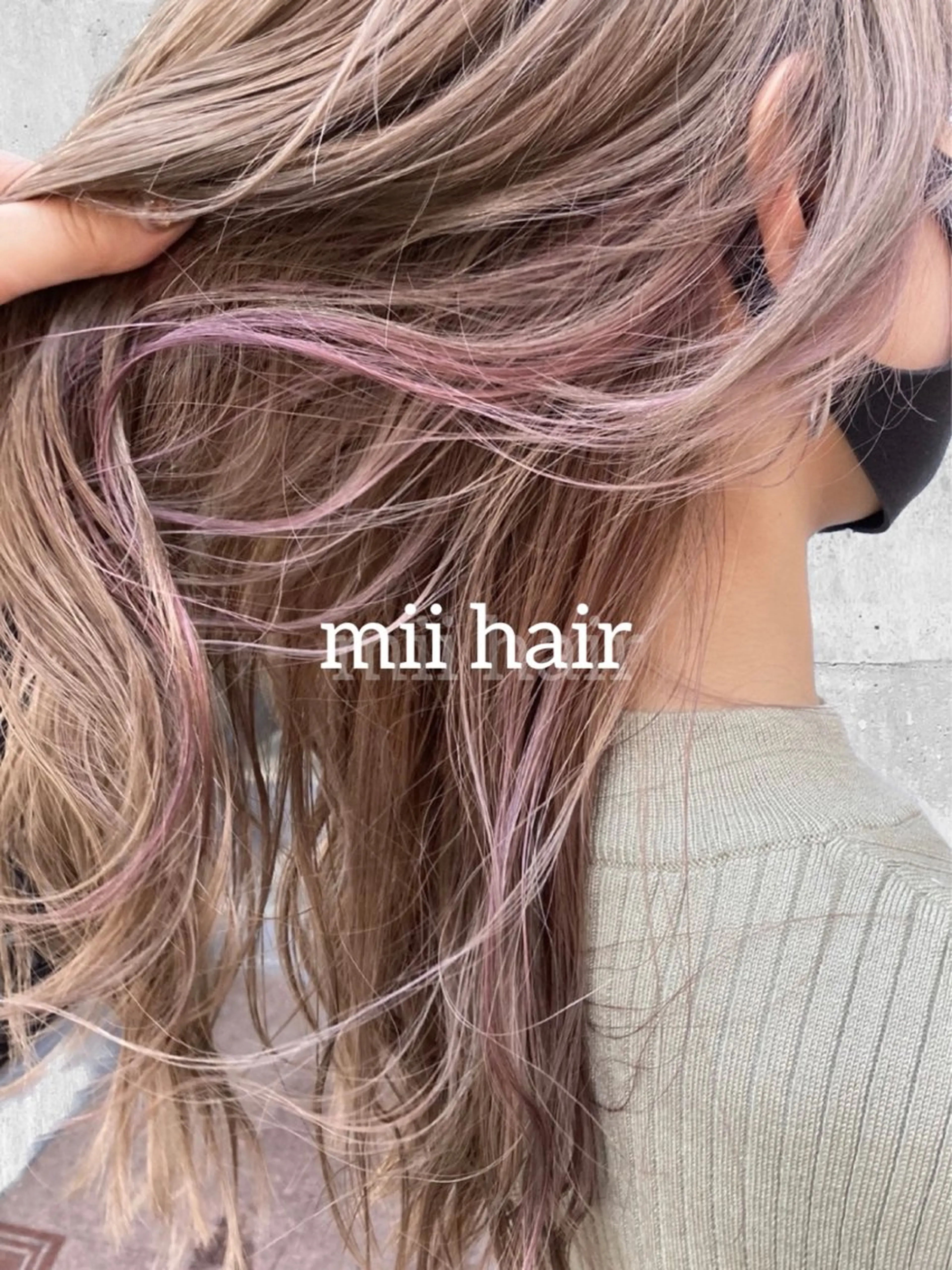 セミロング カラー ハイライトカラー ピンクカラー ハイライト カット ヘアカラー トリートメント Miku❇️ フェイスレイヤーのヘアスタイル