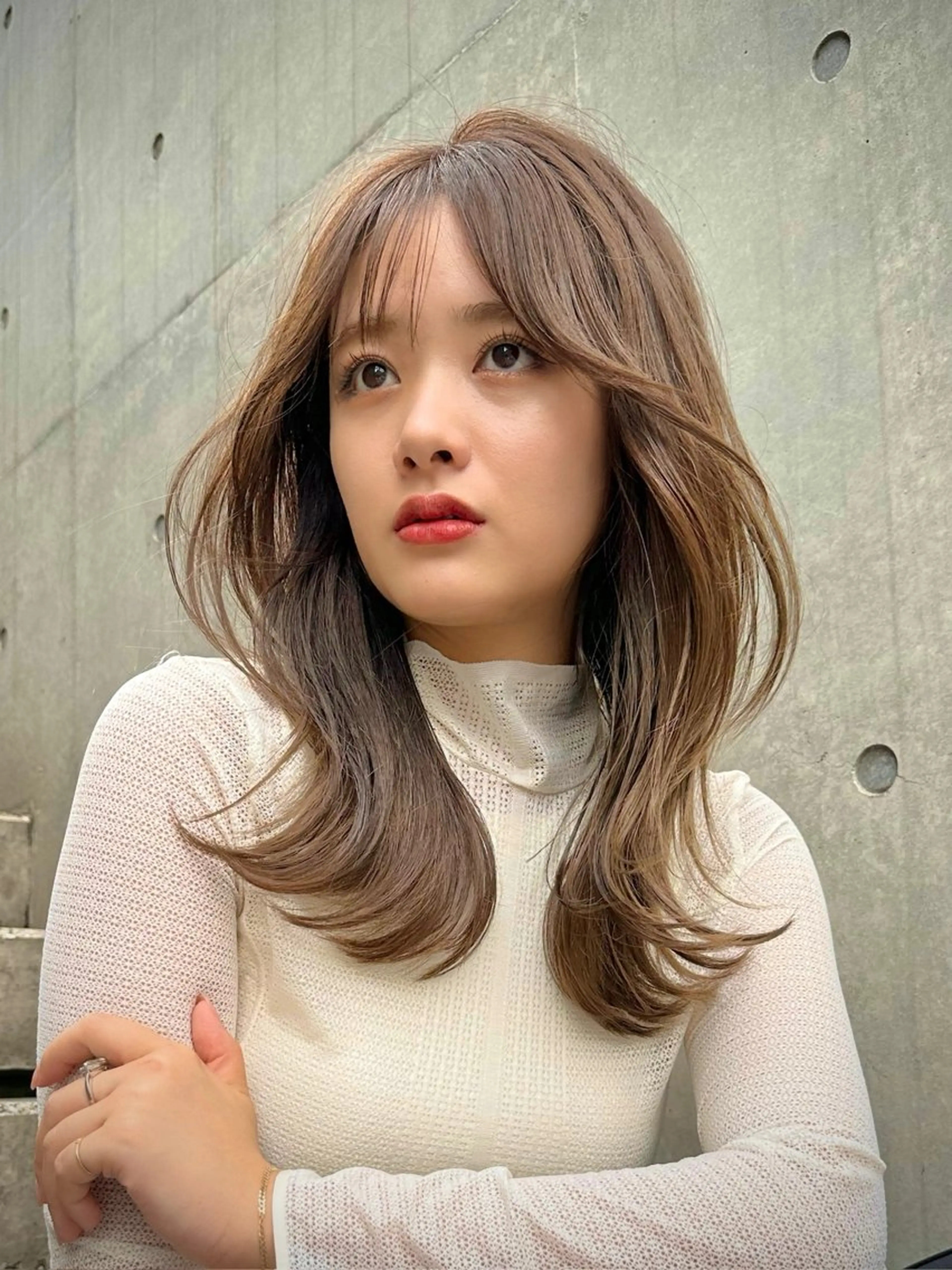 ミディアム カラー カット ヘアカラー トリートメント 似合わせカット/透明 感カラー/まりん🎀のヘアスタイル