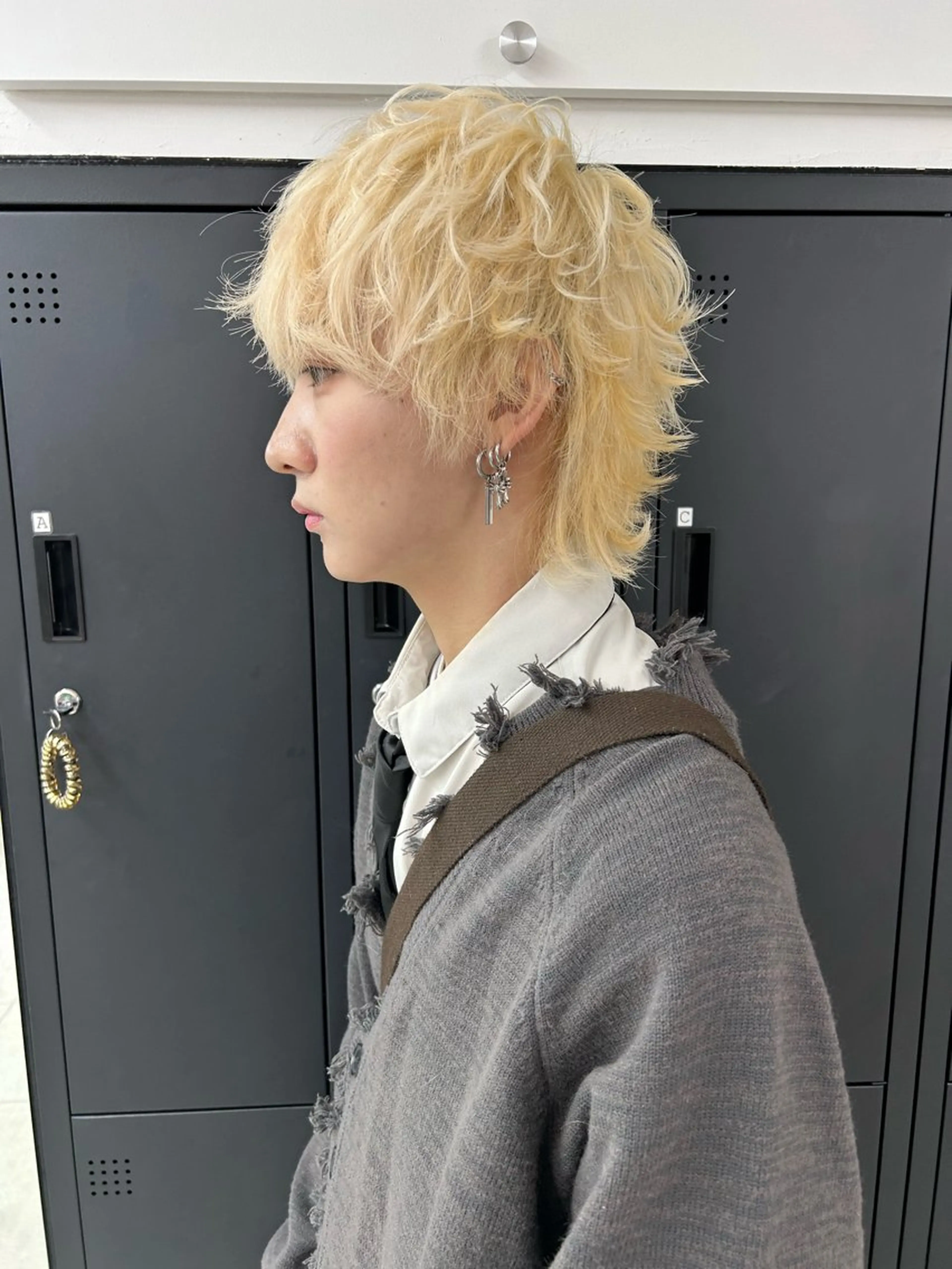 ショート カラー メンズ 抜きっぱなしブロンド ブロンド ヘアカラー トレンドメンズパーマ /タカシマダイスケのヘアスタイル