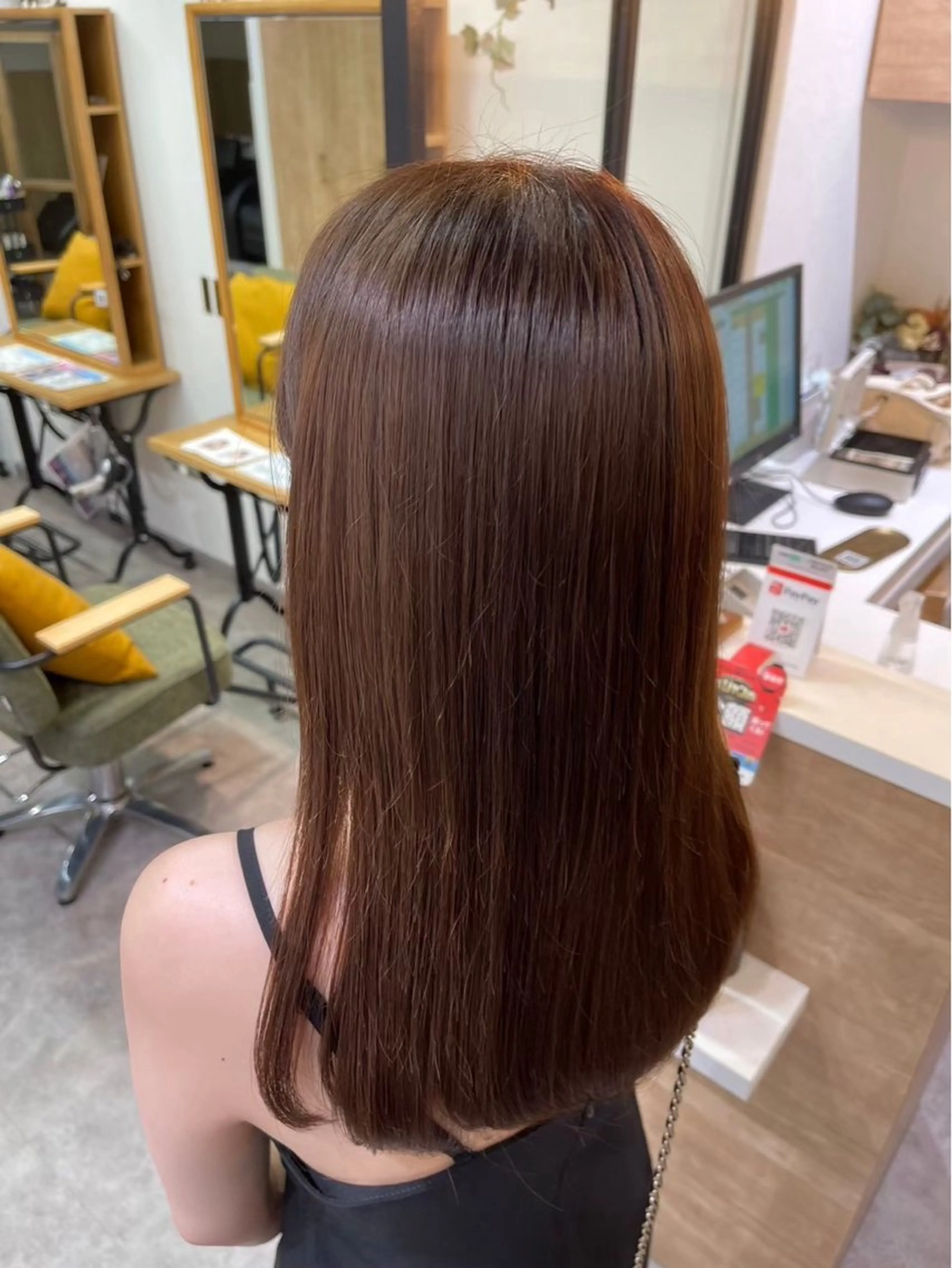 【周りと差がつく✨️】あったかブラウン🤎カラー➕トリートメント➕前髪カット(小顔に見える顔周りカット🙆🏻‍♀️)の写真