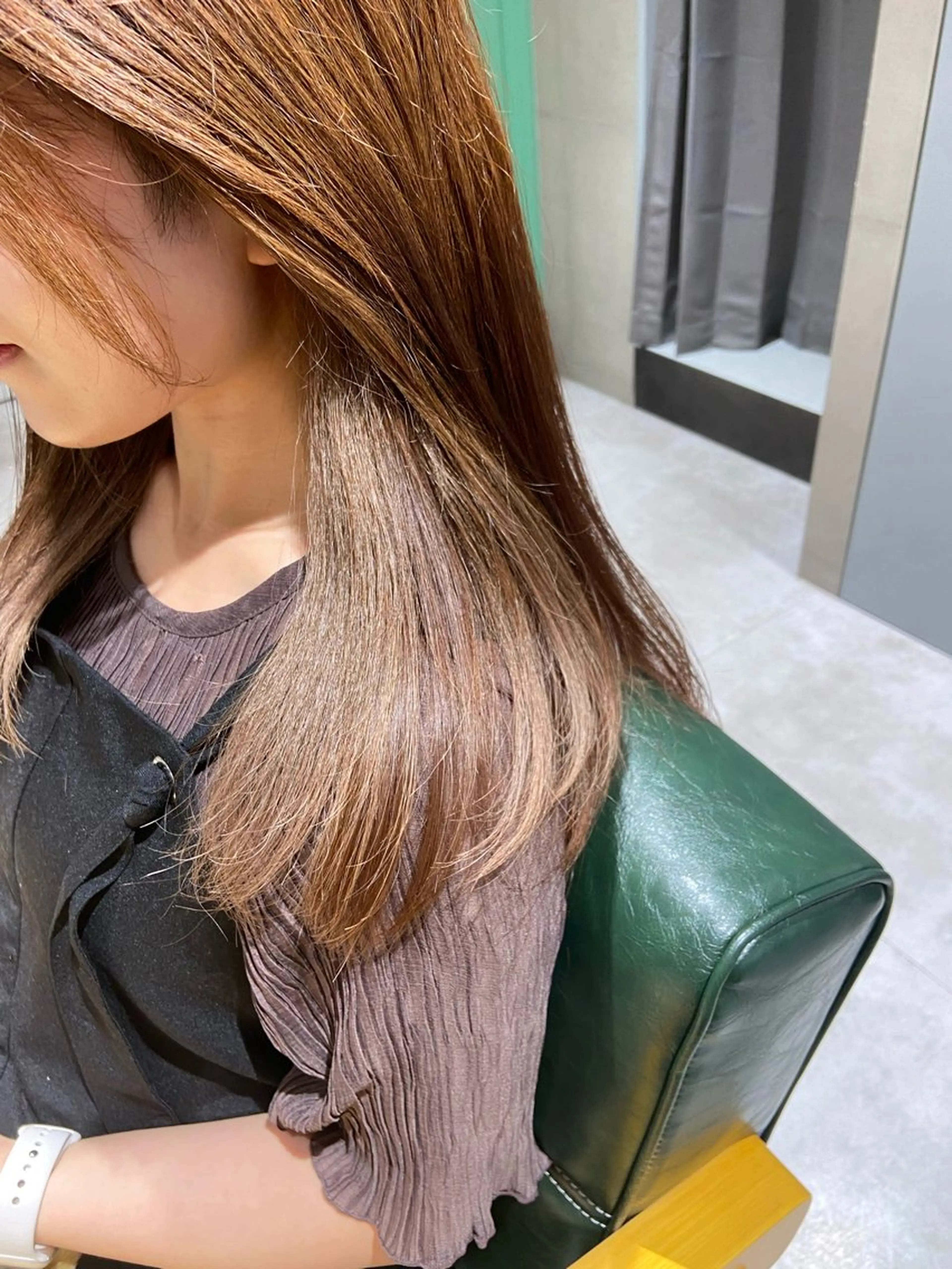 ロング カラー ベージュカラー ブリーチ インナーカラー オレンジ 髪質改善/オオイシ ナツミのヘアスタイル