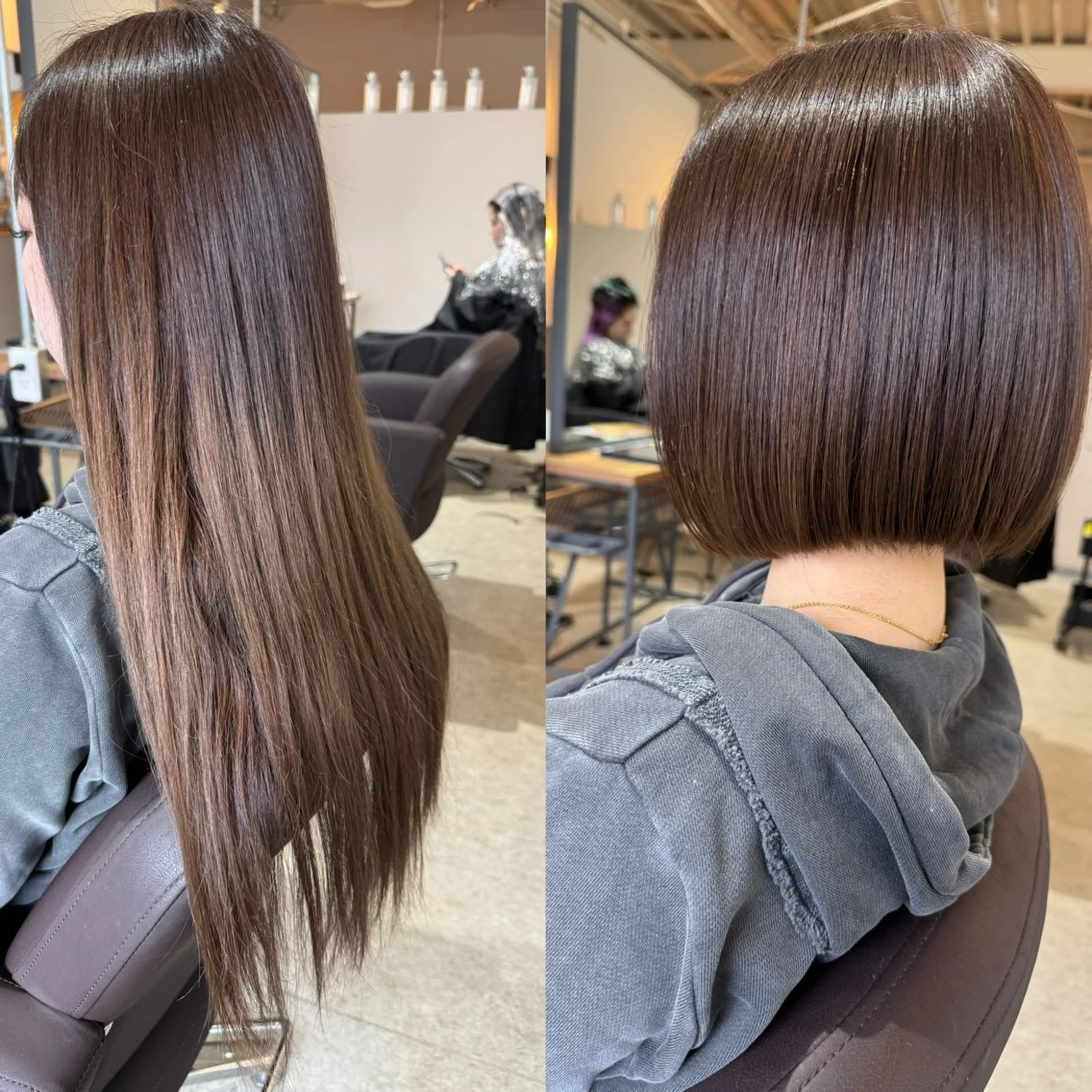 ショート ボブレイヤー ボブ 韓国風ヘア レイヤーカット ショートヘア カット ヘアカラー トリートメント ✨艶ブリーチカラー✨ ✨艶髪ストレート✨のヘアスタイル