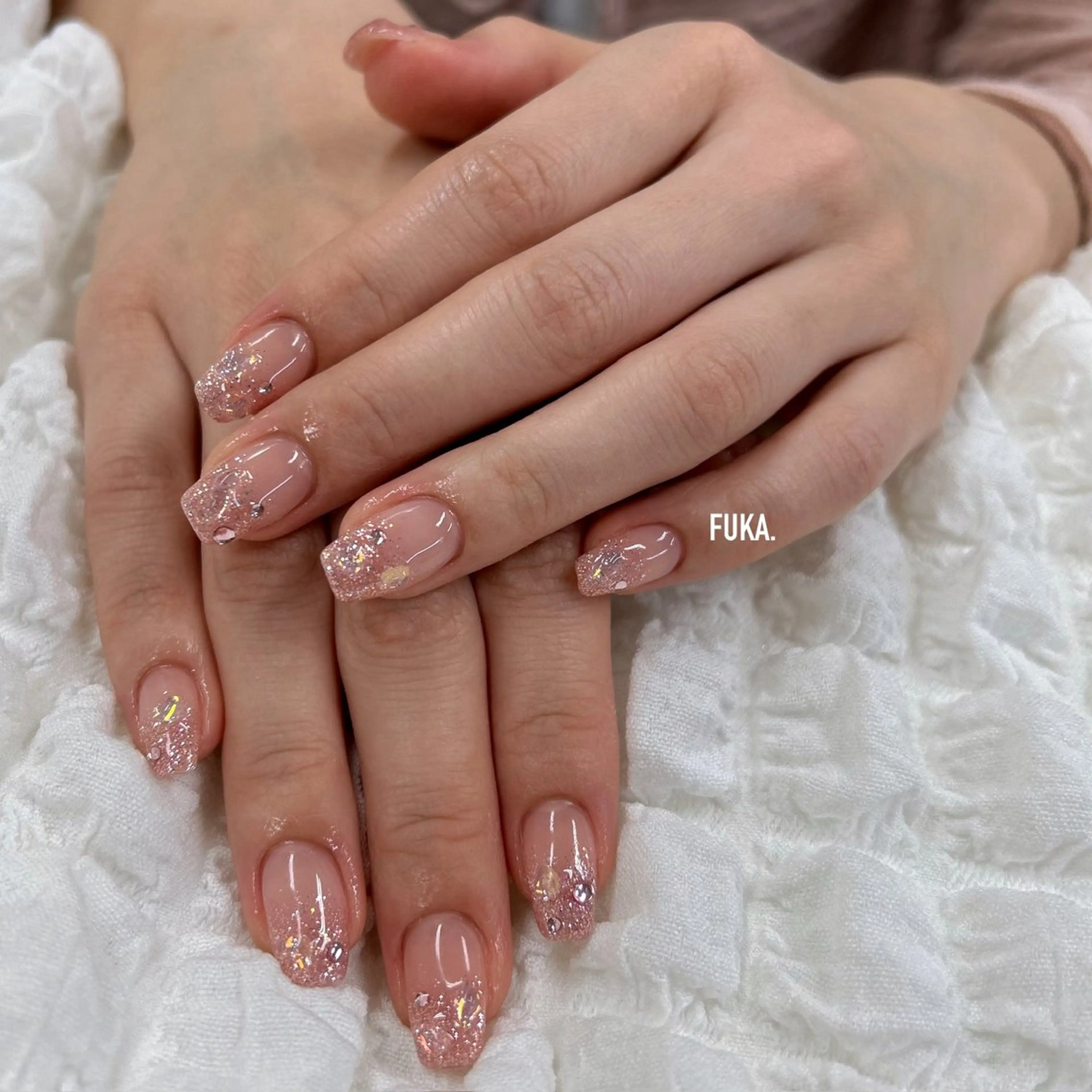 ネイル ラメ(グリッター) ラメグラデーション ピンク 春ネイル ハンドネイル ネイルサロンAnela【アネラ】所属・Nail♡Fuka. /12月予約受付中のネイルデザイン