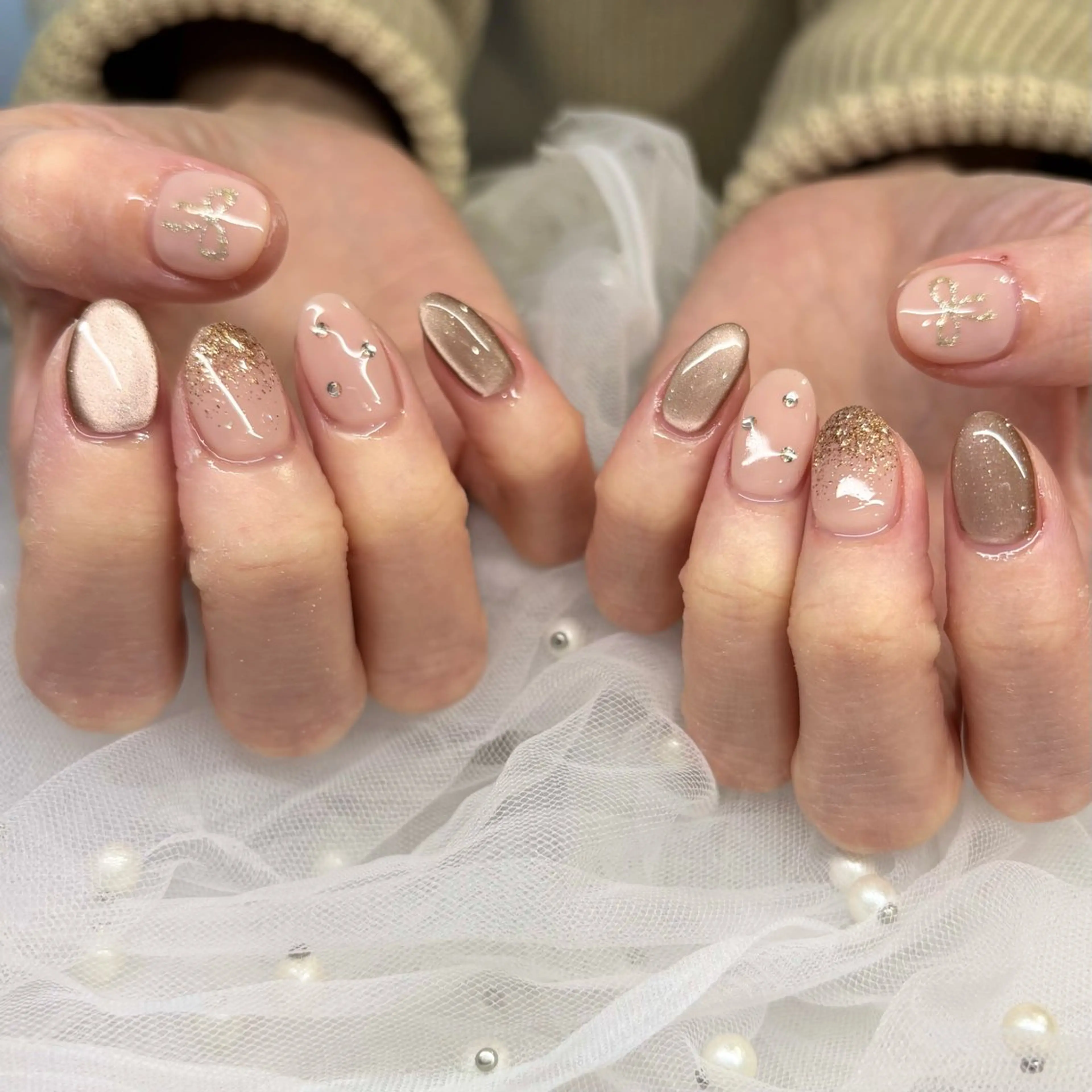 ネイル ピンク ハンドネイル 荒巻 めいのネイルデザイン