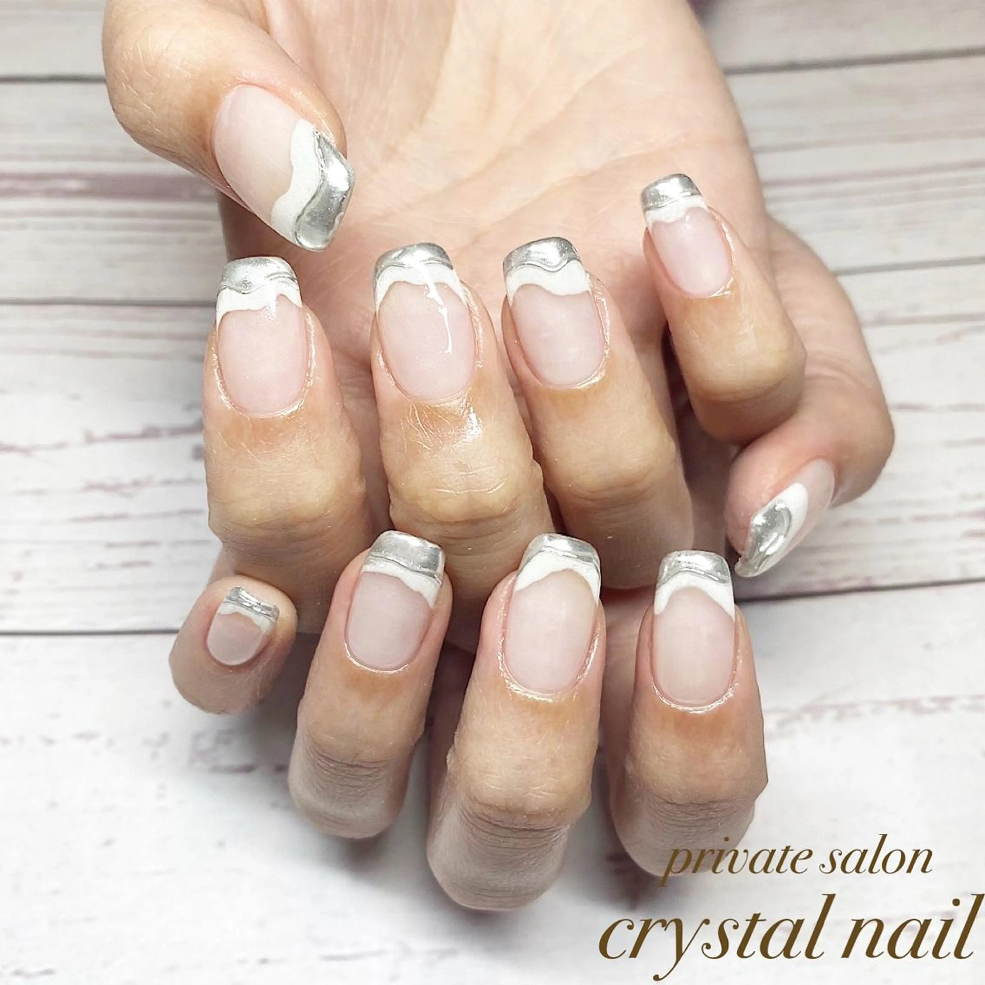 ネイル フレンチネイル ニュアンスネイル Crystal Nailのネイルデザイン