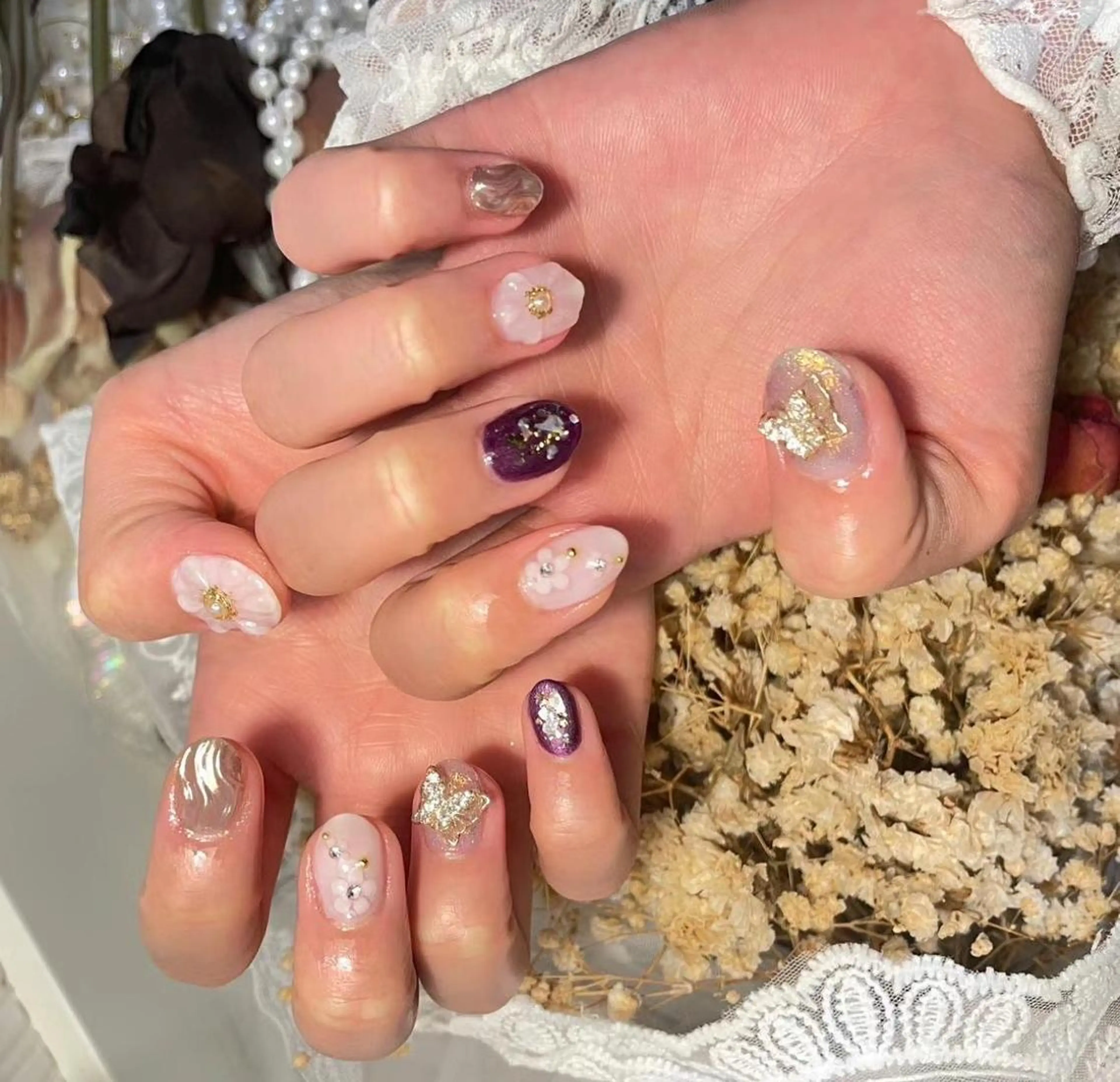 ネイル ゴールド 春ネイル Babarla Nailのネイルデザイン