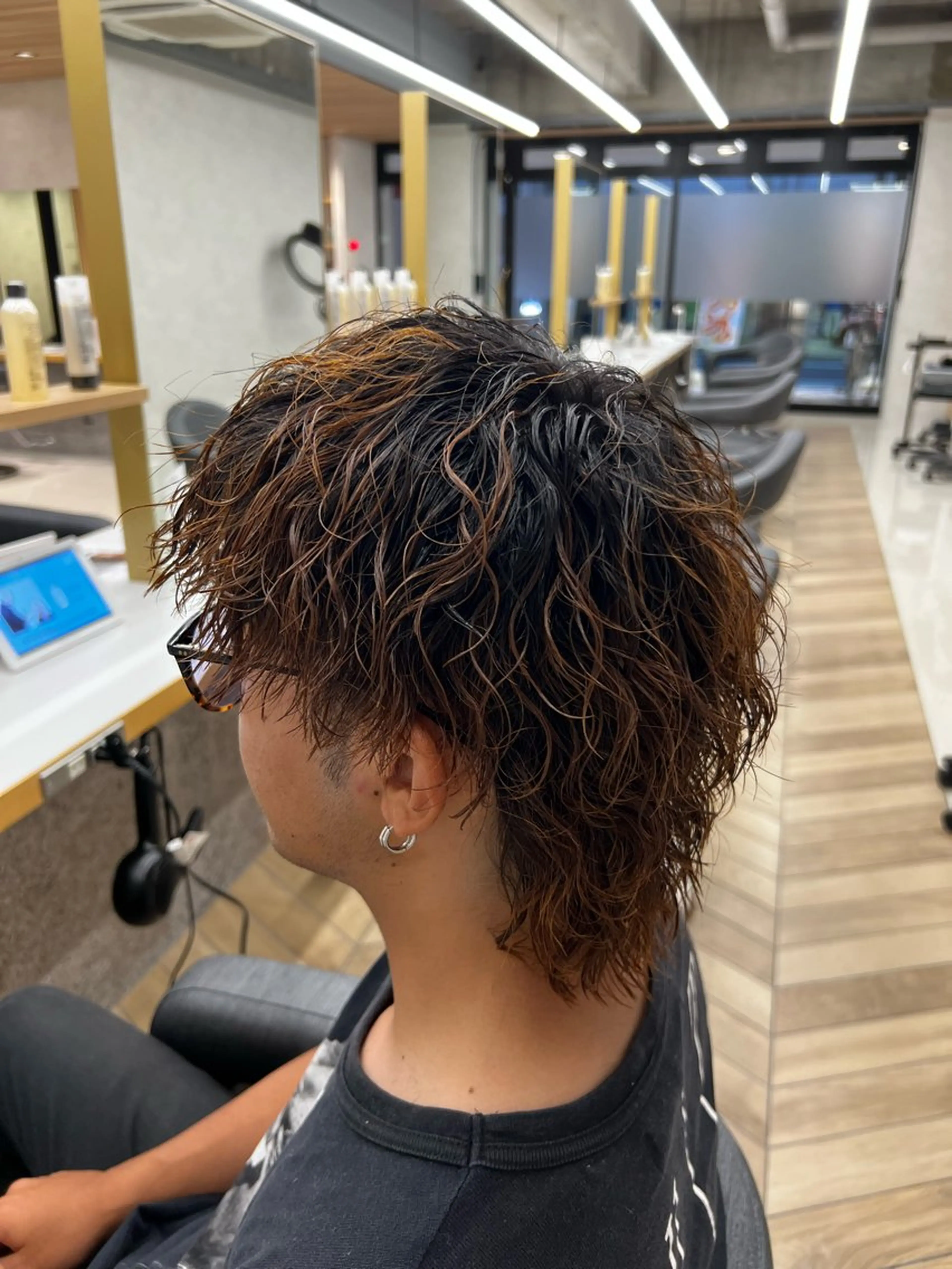 ミディアム パーマ メンズ メンズウルフカット ウルフカット 🪐メンズ特化 ヤマクラ　タイキのヘアスタイル
