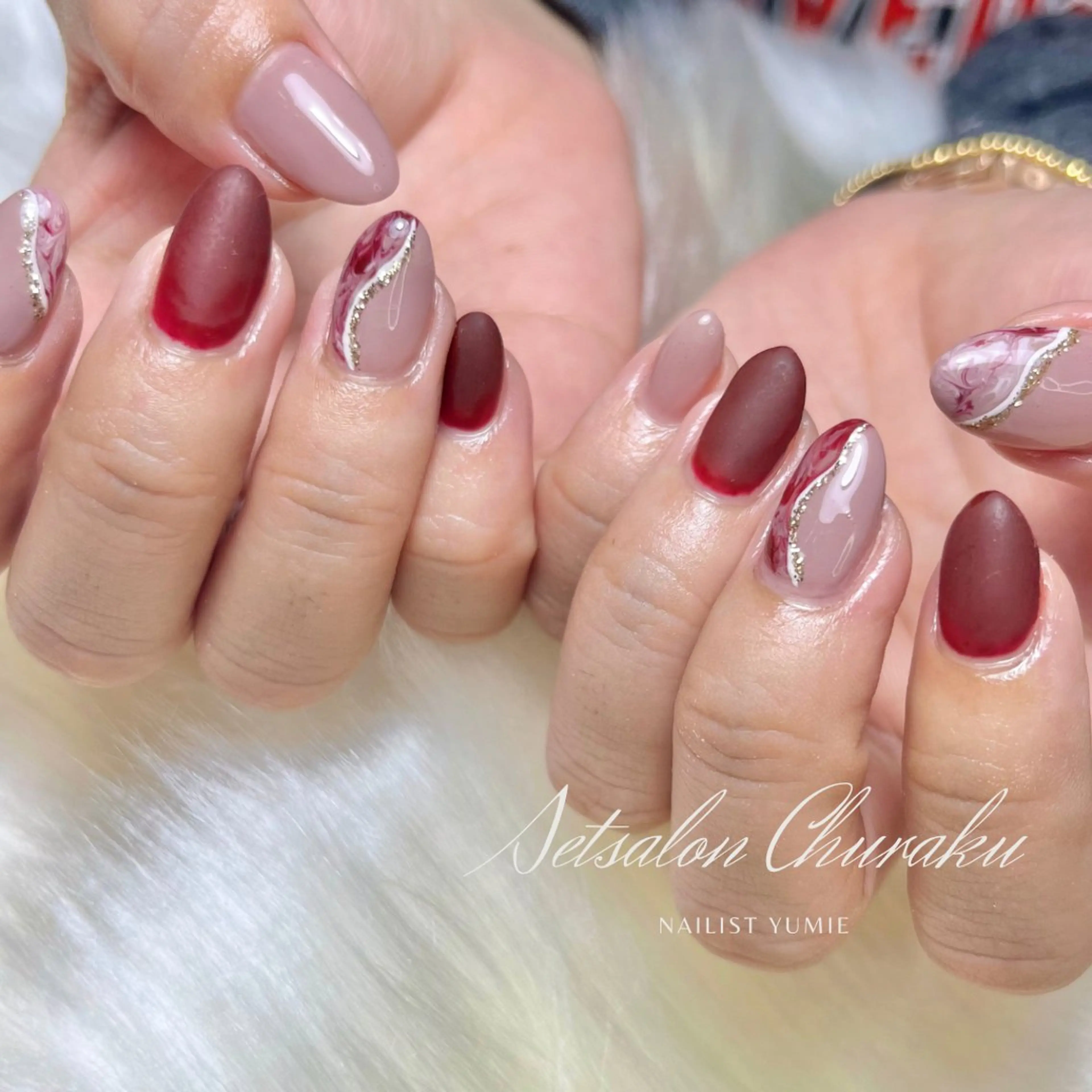 ネイル ボルドー マットネイル シンプルネイル Setsalon Churaku Nailist Yumie所属・【沖縄市安慶田】 🤍Yumieのネイルデザイン