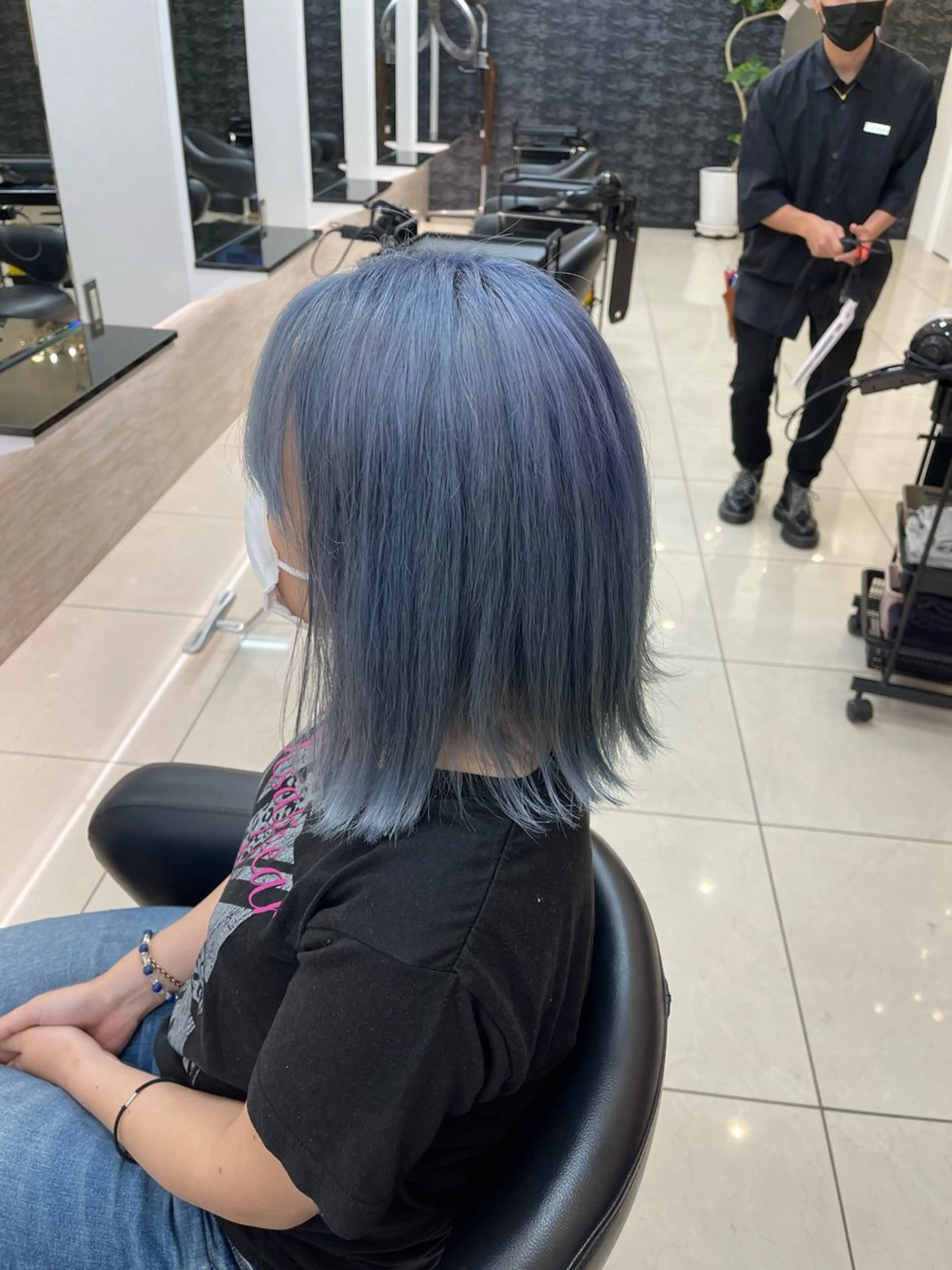 ミディアム カラー アクアカラー ブリーチ ブルーカラー ケアブリーチ ダブルカラー ヘアカラー トリートメント SOYON西大寺店所属・ダブルカラー/ 髪質改善💎安藤のヘアスタイル