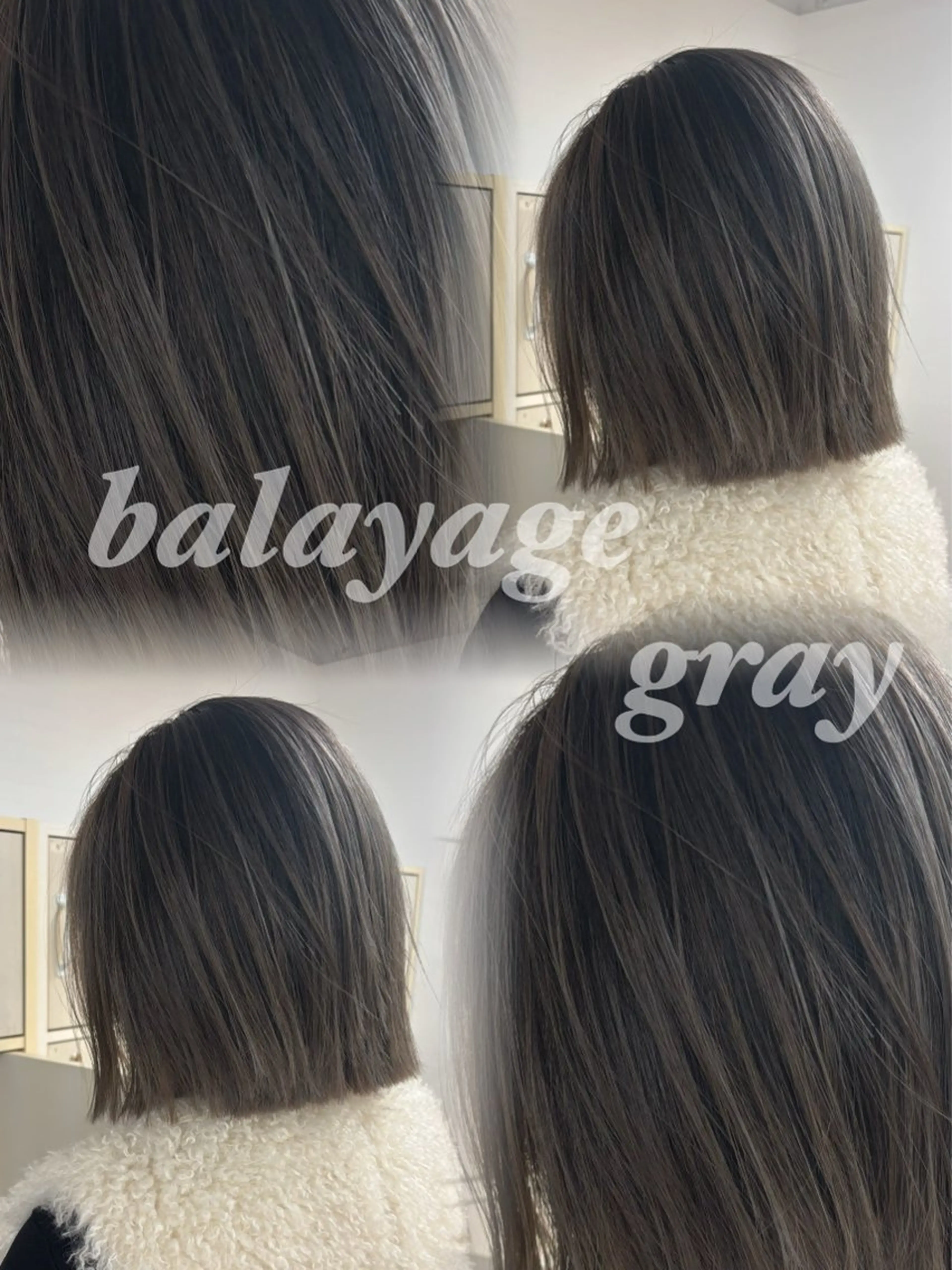 セミロング カラー ヘアアレンジ バレイヤージュ ダブルカラー ハイライトカラー ハイトーンカラー ボブ カット ヘアカラー トリートメント グランルッソ所属・岡山× バレイヤージュカラーのヘアスタイル