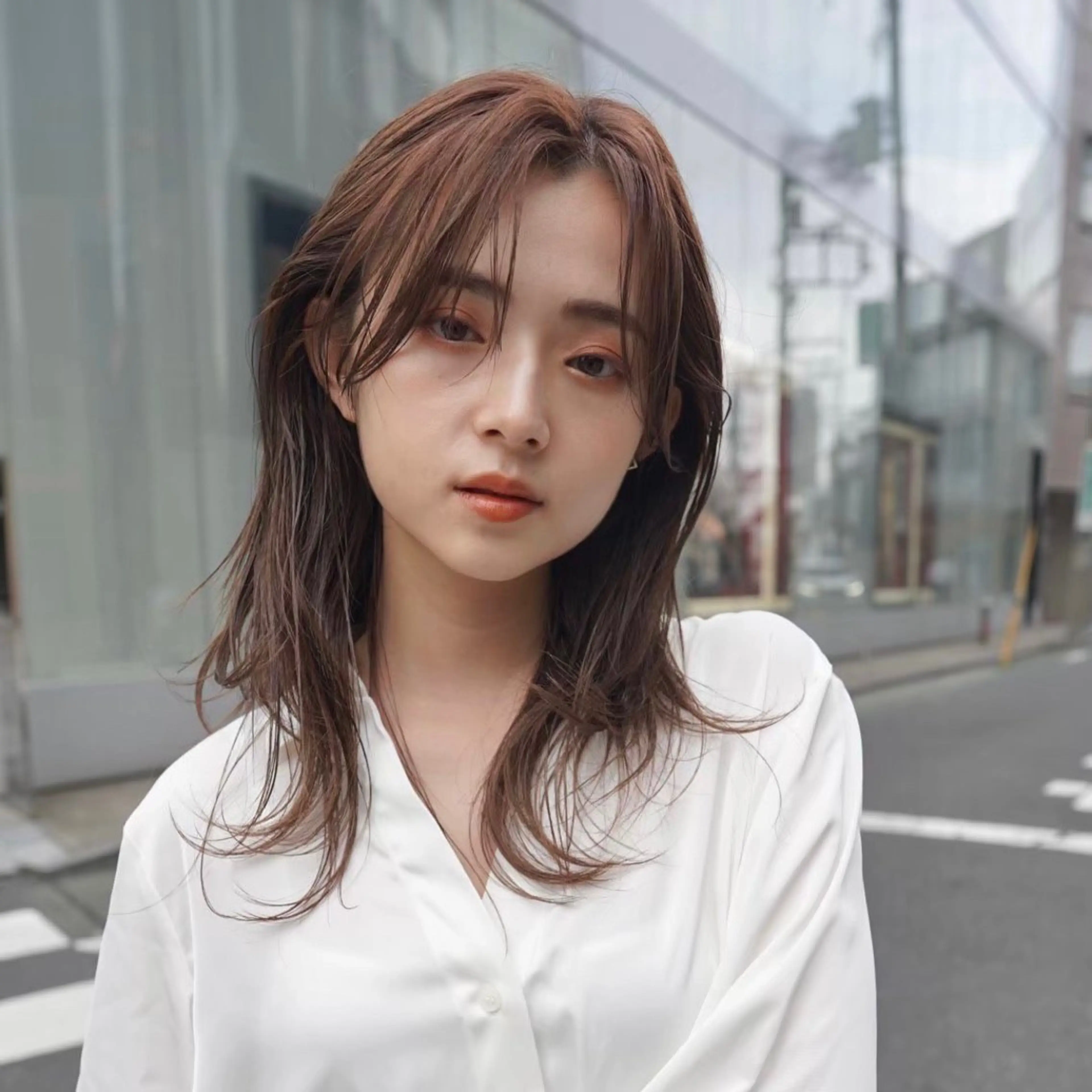 ロング カラー カット センターパート/ 暖色カラーayuのヘアスタイル