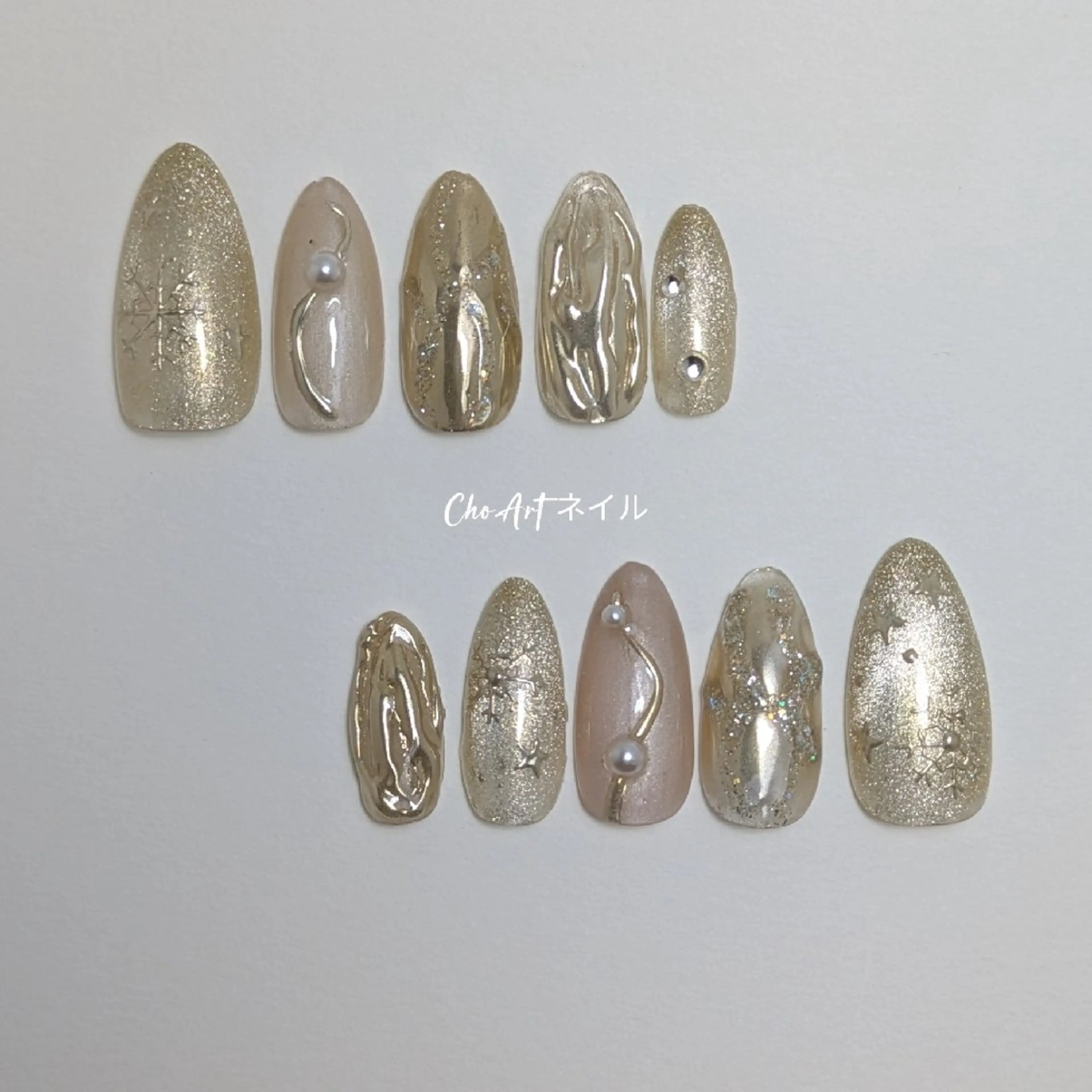 ネイル アートネイル ジェルネイル ラメ(グリッター) マグネットネイル ミラーネイル Cho Artネイル所属・Cho Art ネイルのネイルデザイン