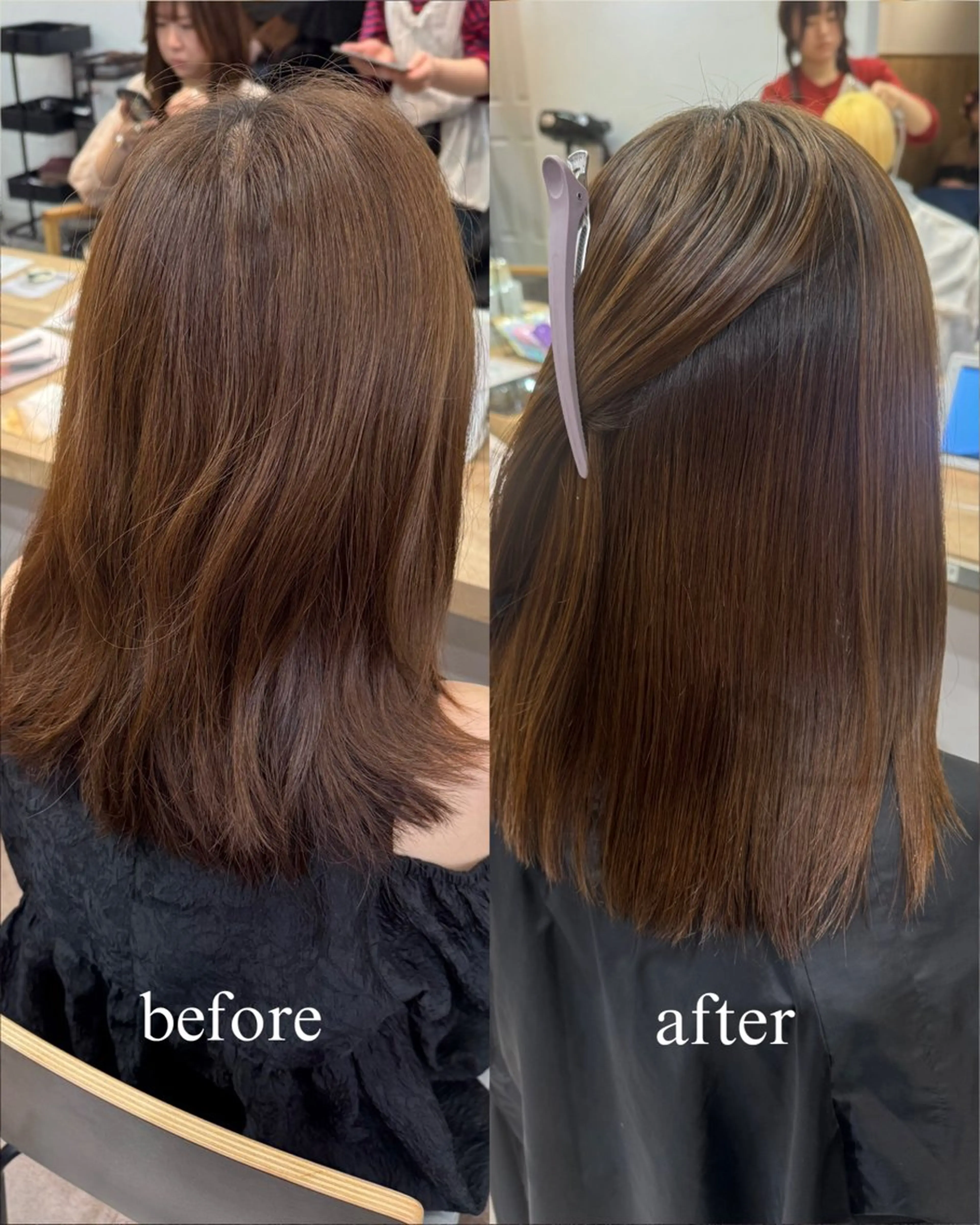 セミロング パーマ 縮毛矯正 カット 縮毛矯正 艶カラーヘアアレンジ 縮毛矯正🍓ひふみのヘアスタイル