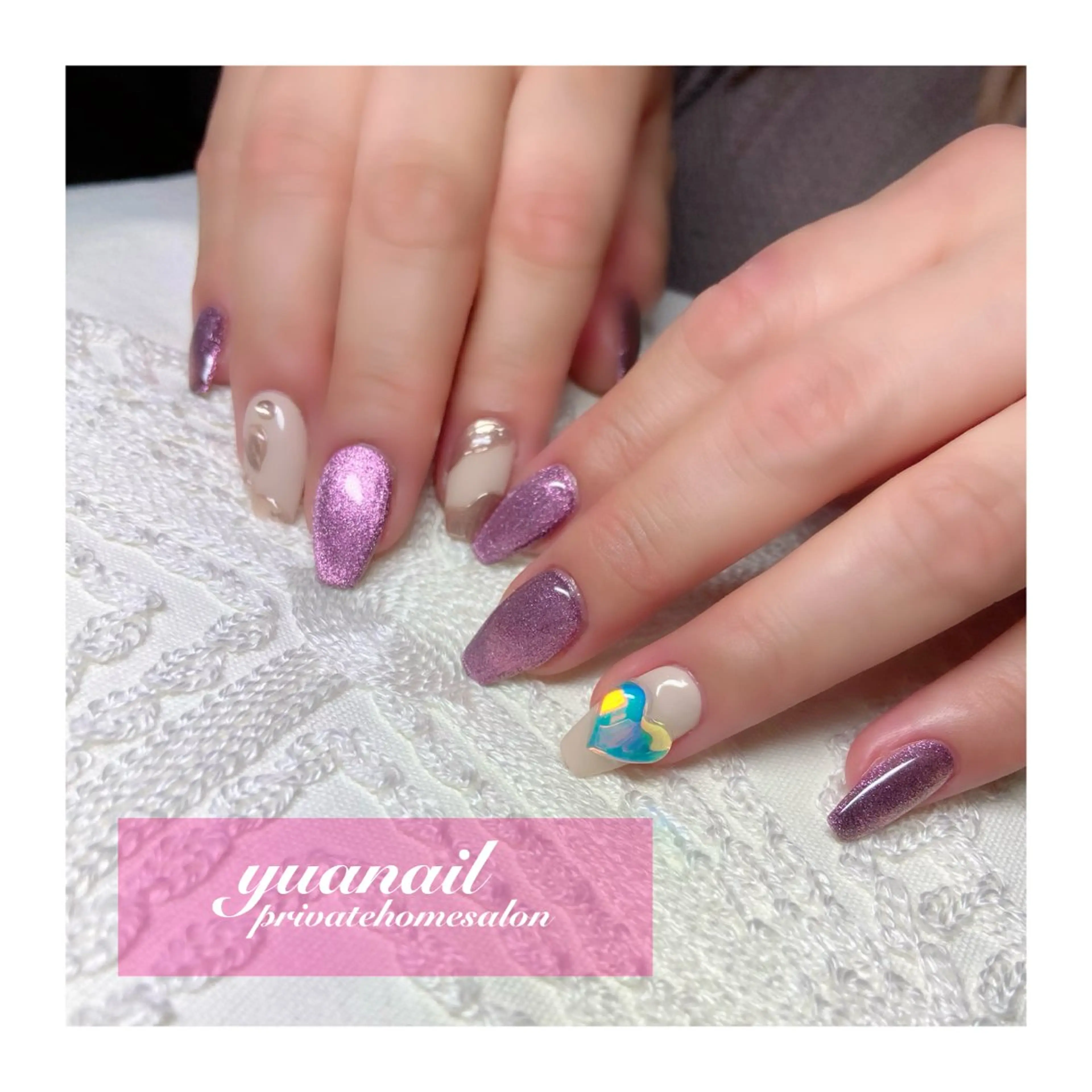 ネイル アートネイル ハート 氷ネイル・うるうるネイル YÜA-NAIL所属・YÜA NAILのネイルデザイン