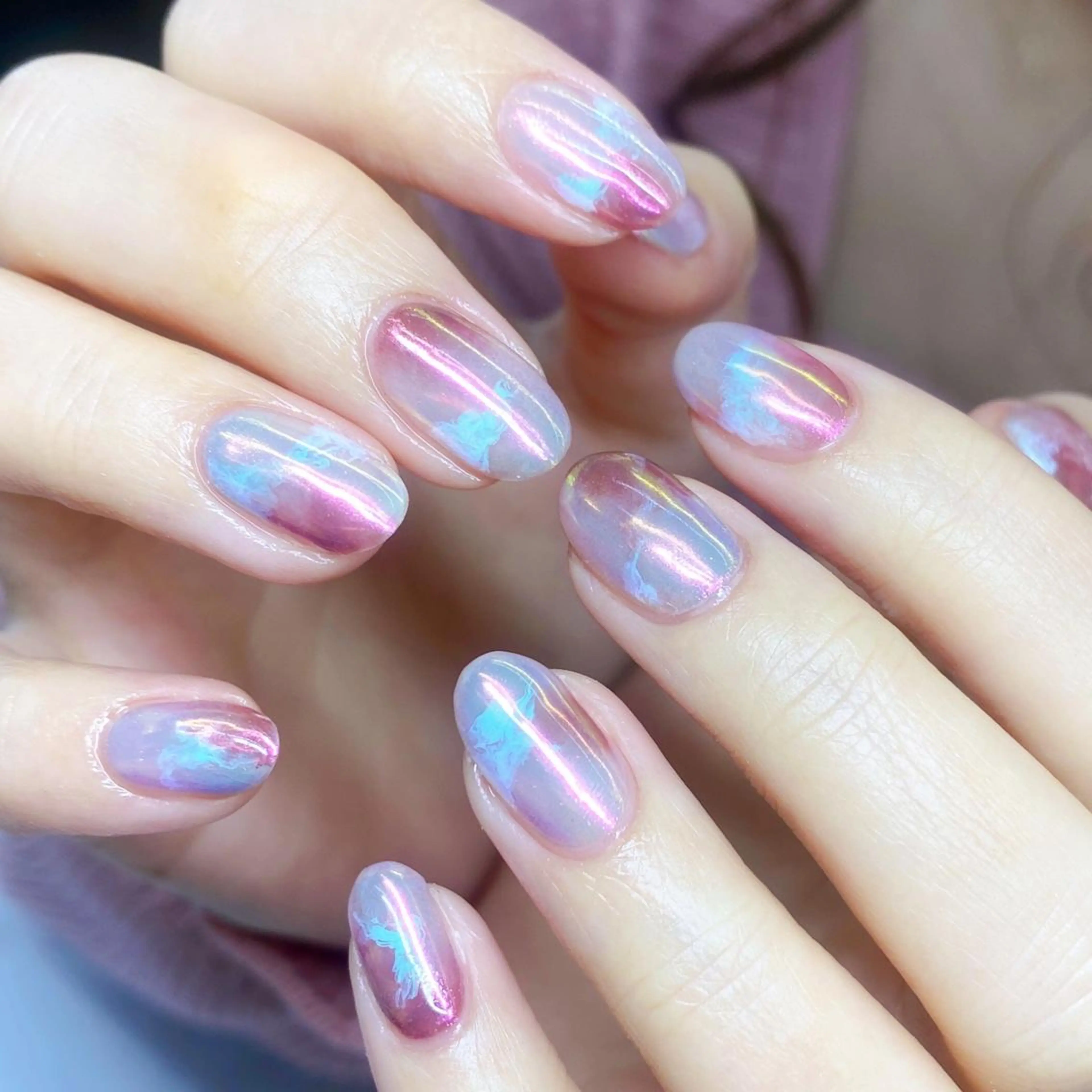 ネイル オーロラネイル ニュアンスネイル ハンドネイル ハンドケア 💐ka yo💐（東白楽）のネイルデザイン