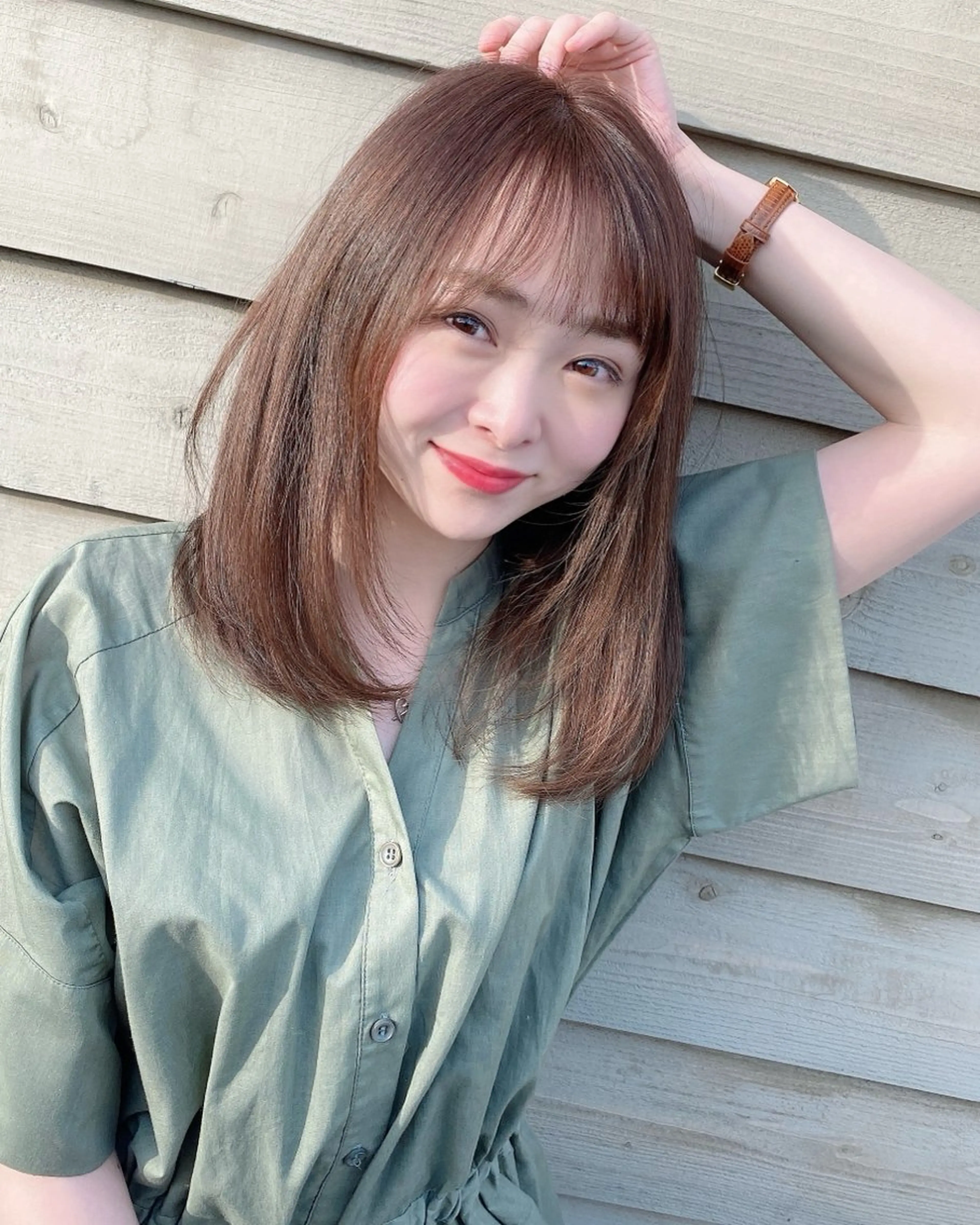 ミディアム ボブレイヤー ボブ 髪質改善 レイヤーカット 縮毛矯正 ボブ・レイヤー・縮毛 /内藤康太のヘアスタイル