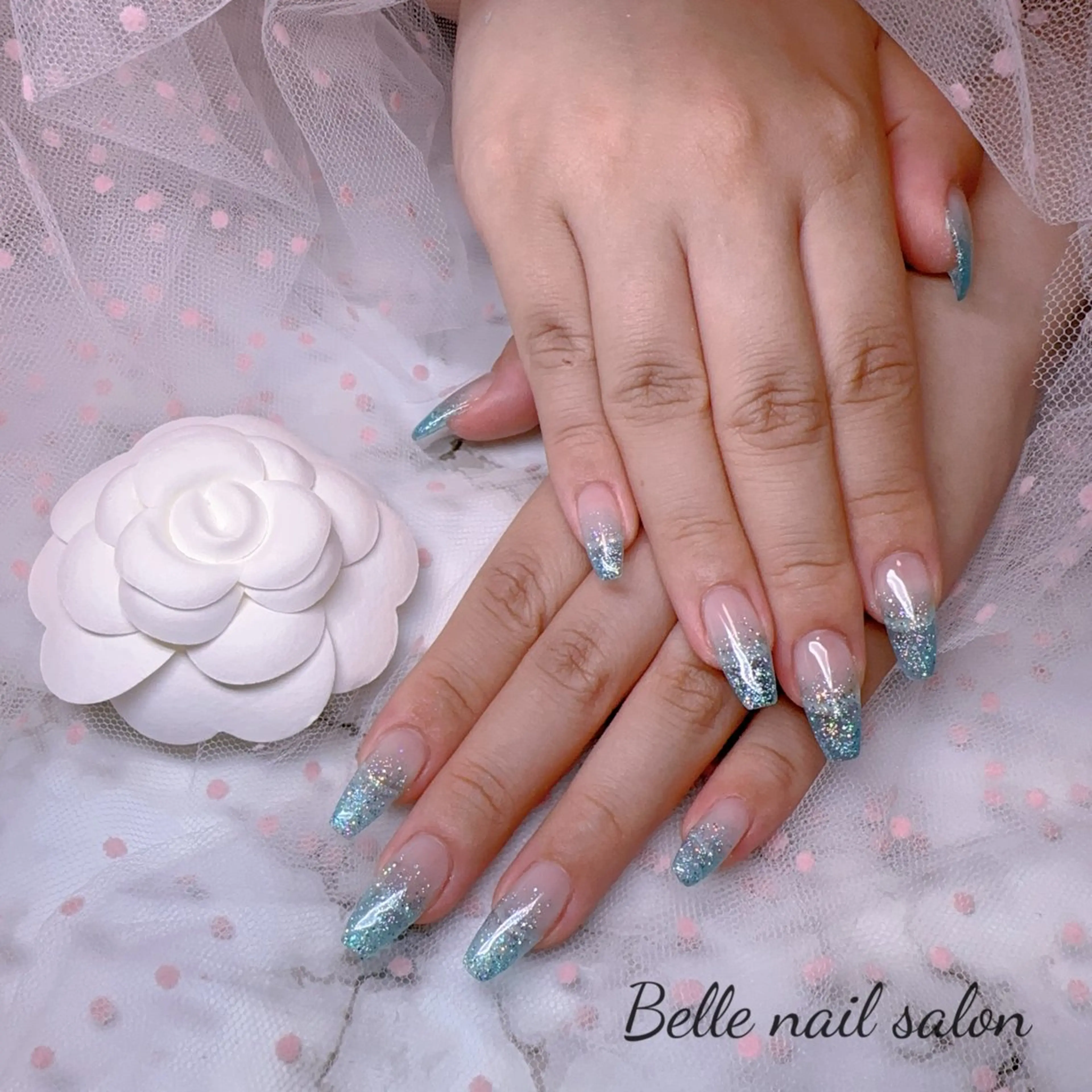 ネイル オーロラネイル フットネイル グラデーション 韓国ネイル ラメ(グリッター) Belle nail salon 新小岩のネイルデザイン