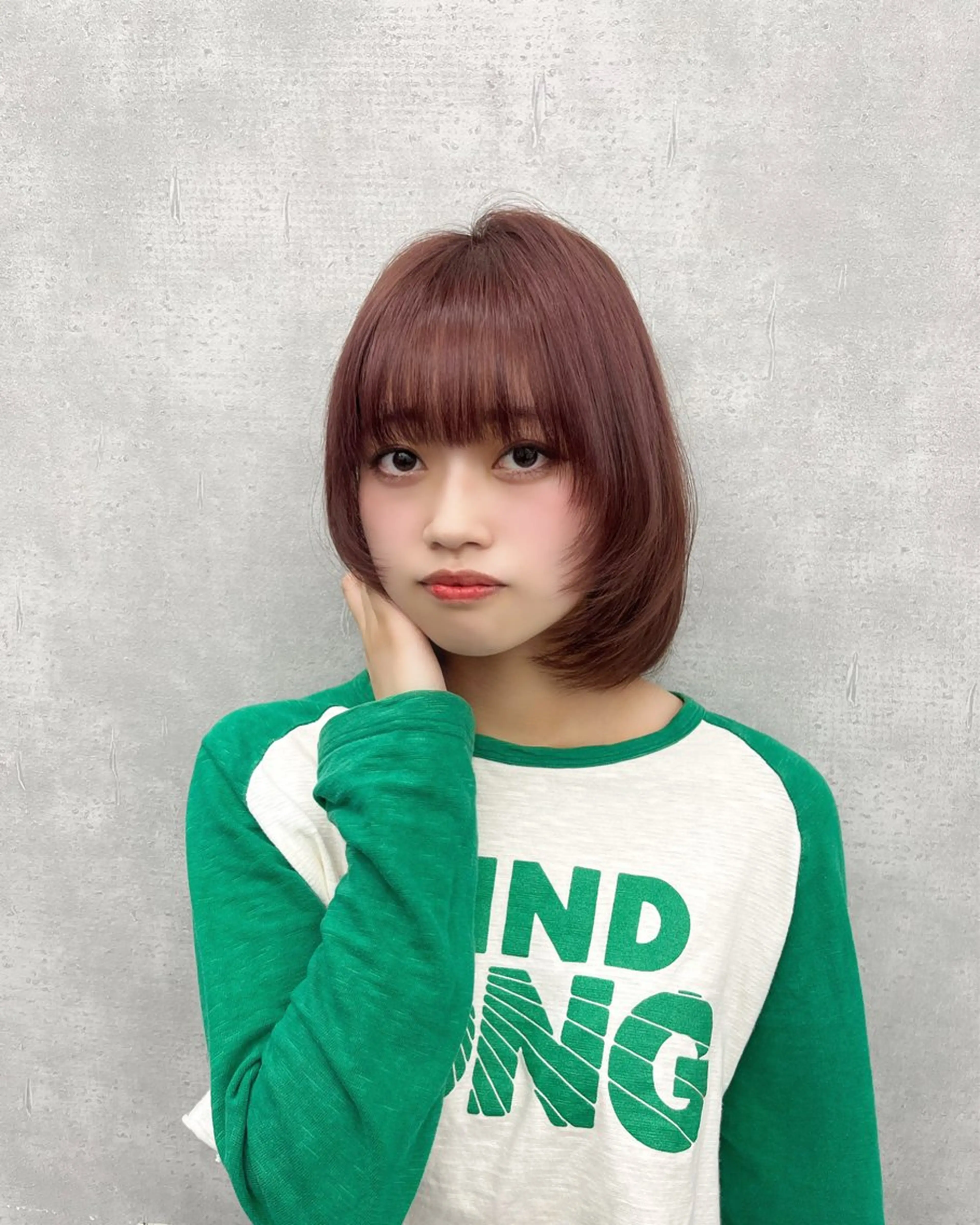 ミディアム カラー 顔まわりレイヤー 韓国風ヘア レイヤーカット ウルフカット ウルフレイヤー レイヤー/艶カラー /髪質改善/高松のヘアスタイル