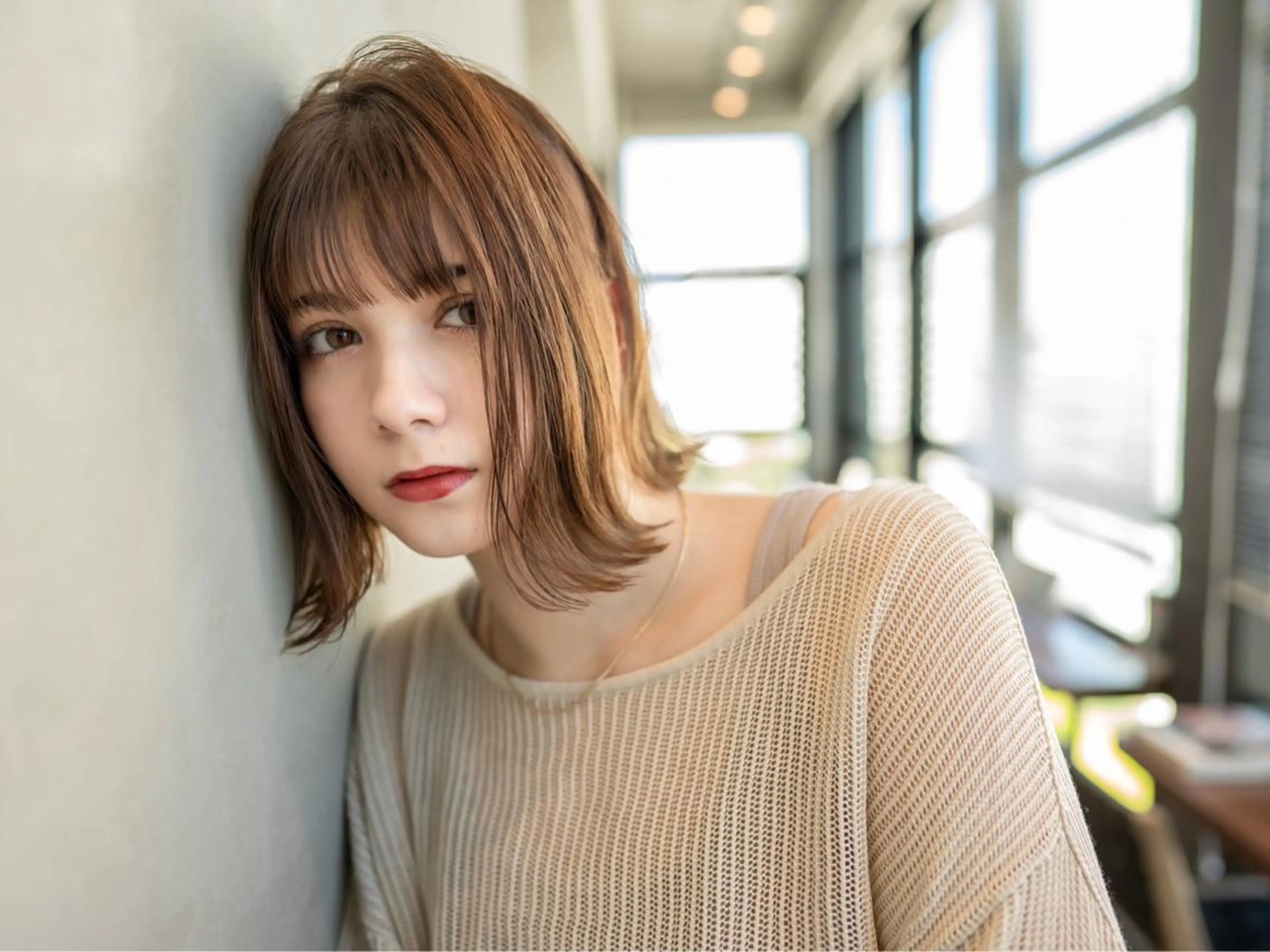 ミディアム カット ヘアカラー トリートメント 顔周りcut・ご相談 ＝新宿しずく🇰🇷のヘアスタイル